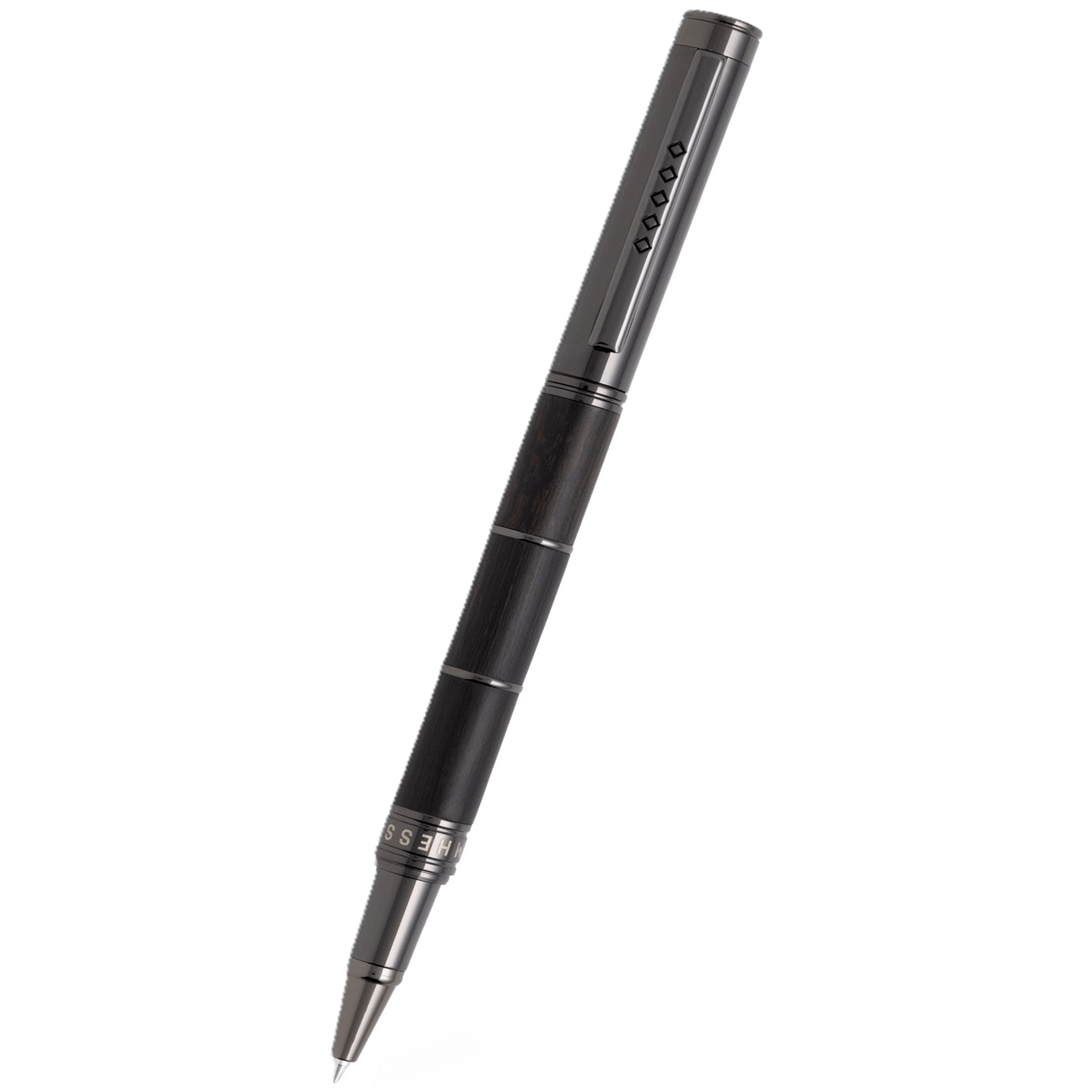Tom Hessin Revolution Charcoal Rollerball Pen - Wooden Barrel & Gunmetal Trim - Pen Boutique Ltd