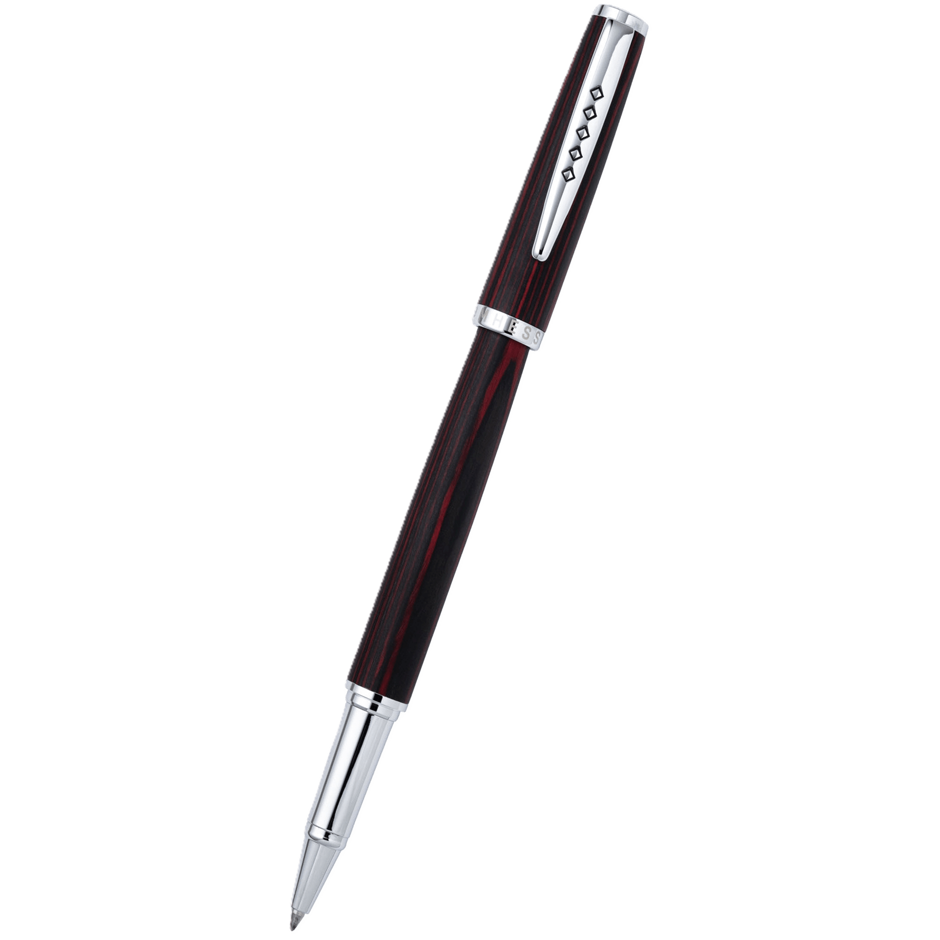 Tom Hessin Edinburgh Forth Bridge Red Rollerball Pen – Wooden Barrel, Chrome Trim - Pen Boutique Ltd