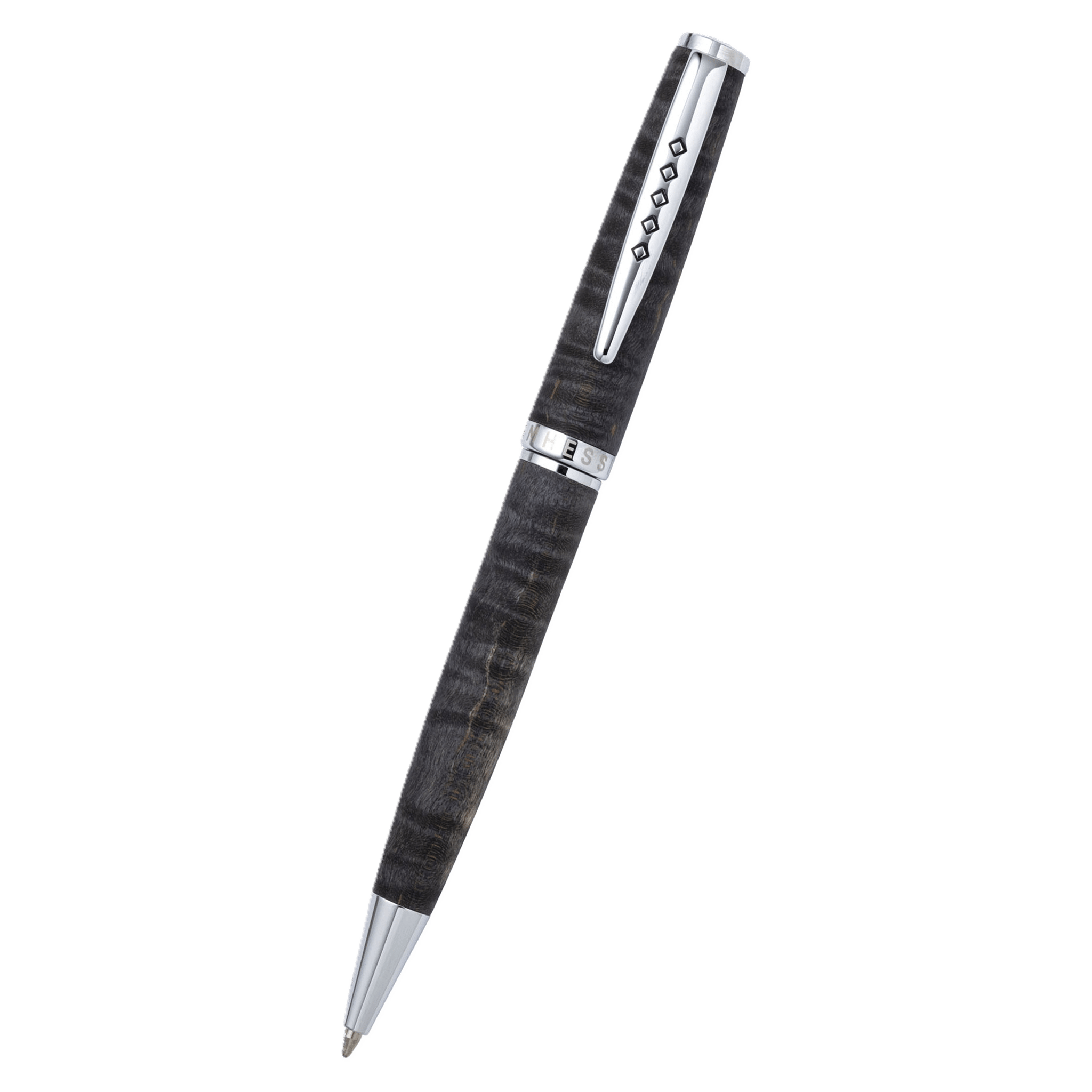 Tom Hessin Edinburgh "Stockbridge Stone" Ballpoint Pen - Wooden Barrel, Chrome Trim - Pen Boutique Ltd