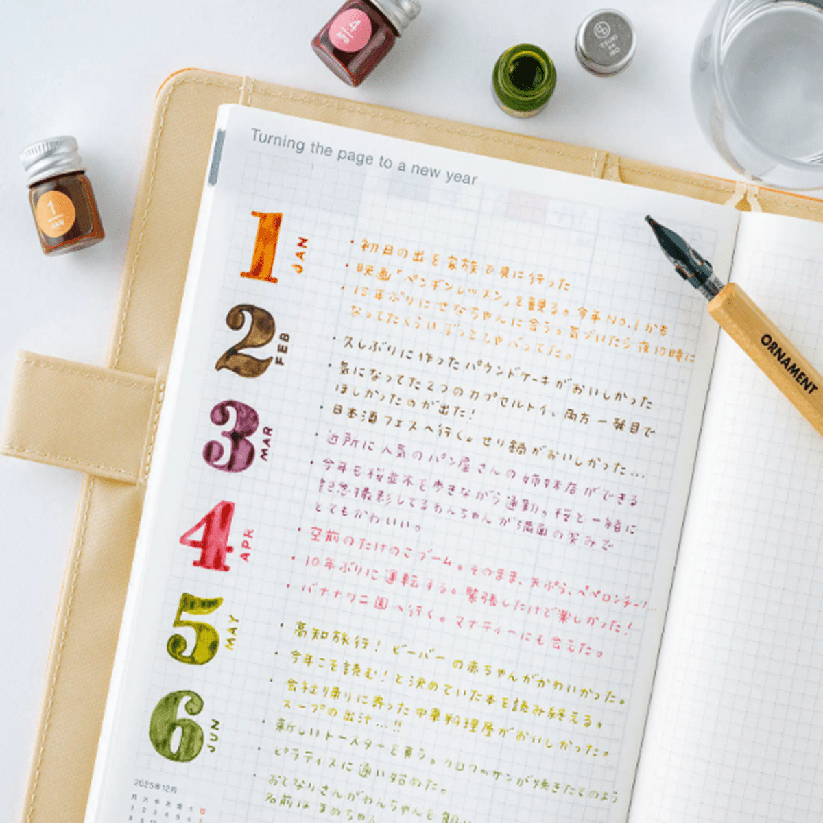 Hobonichi Mini Ink Bottle Set - Kakimori x TSUKI no IRO (January - June) - Pen Boutique Ltd