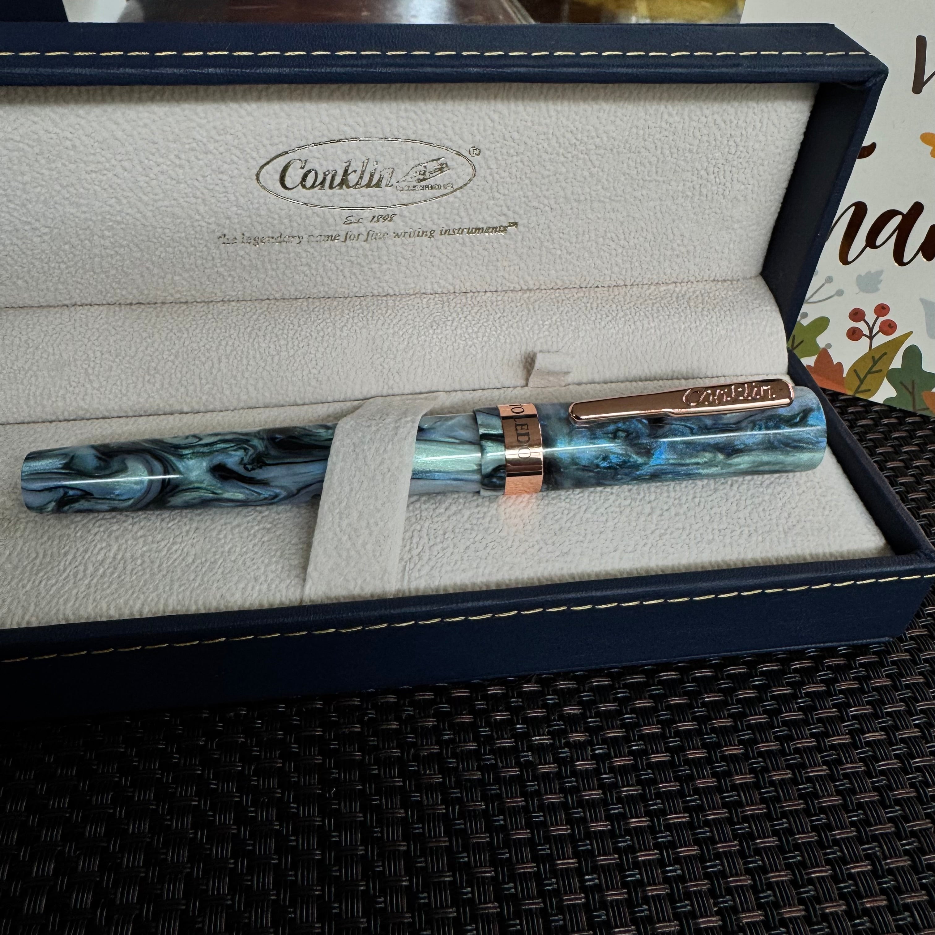 Conklin Toledo Fountain Pen - Limited Edition - Blue Abalone - Rose Gold Trim (Pen Boutique Exclusive) - Pen Boutique Ltd