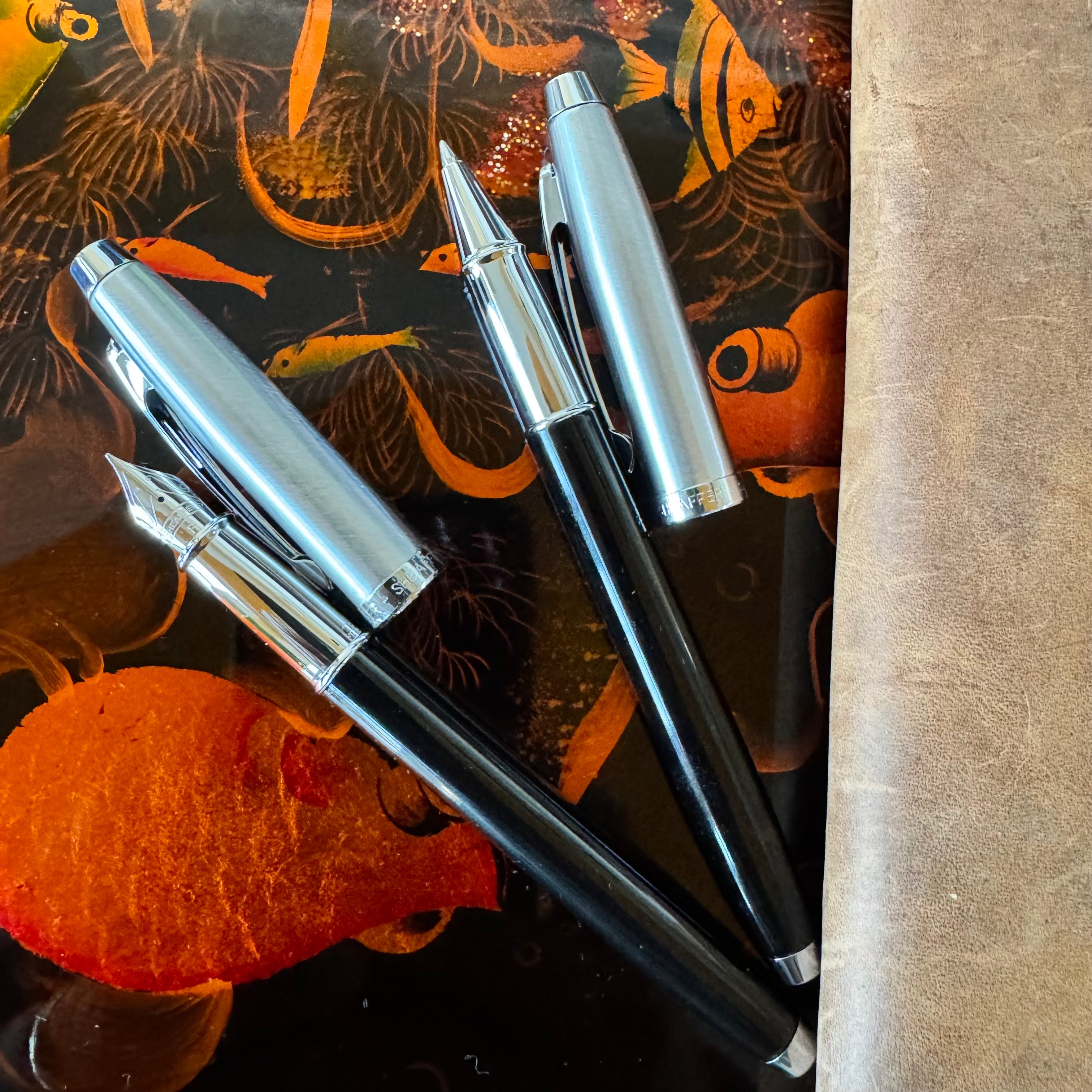 On Sale: Sheaffer 100 Fountain Pen and Rollerball SET - Black Lacquer Chrome Cap - Pen Boutique Ltd
