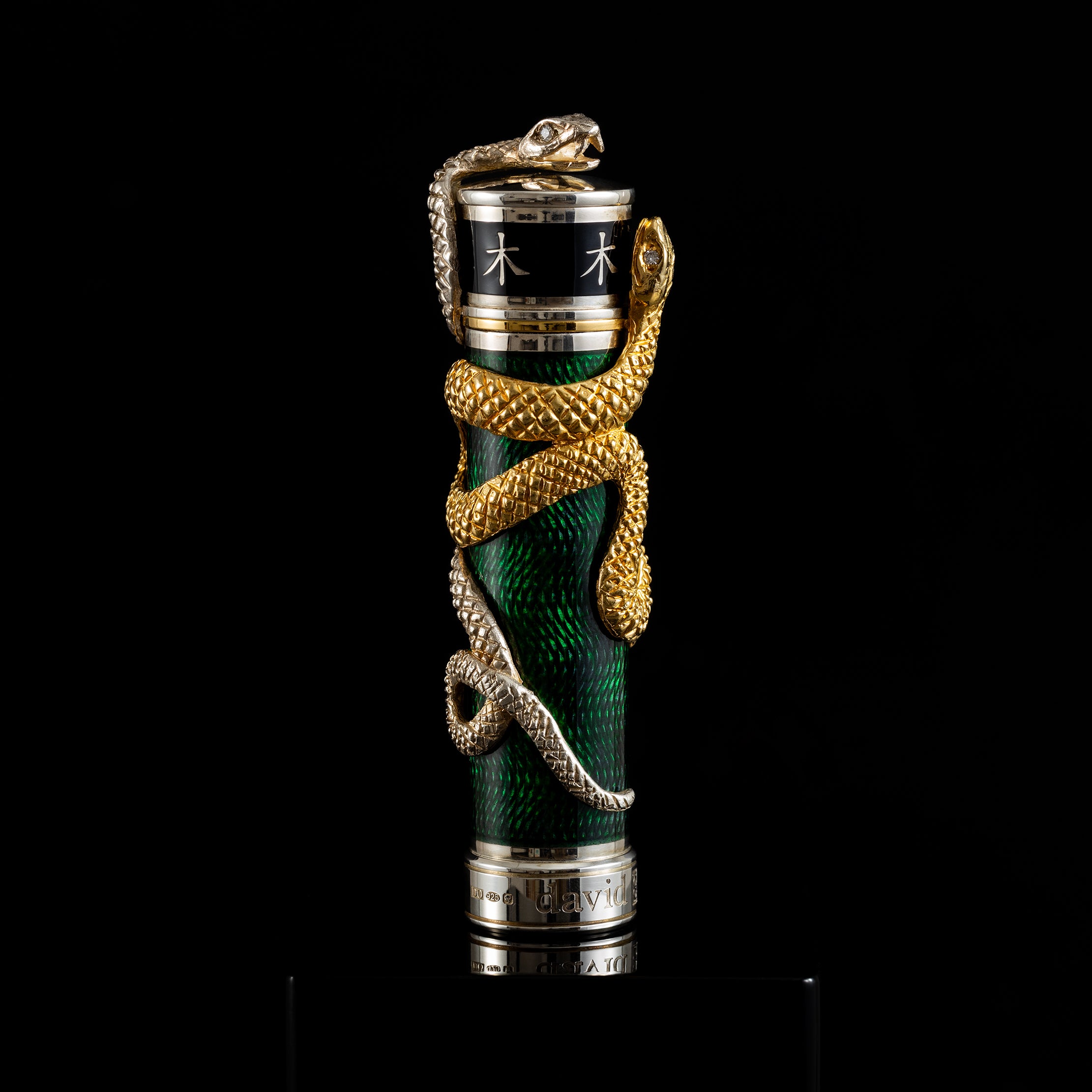 David Oscarson Green Wood Snake Fountain Pen - Verdigris (Limited Edition) - Pen Boutique Ltd
