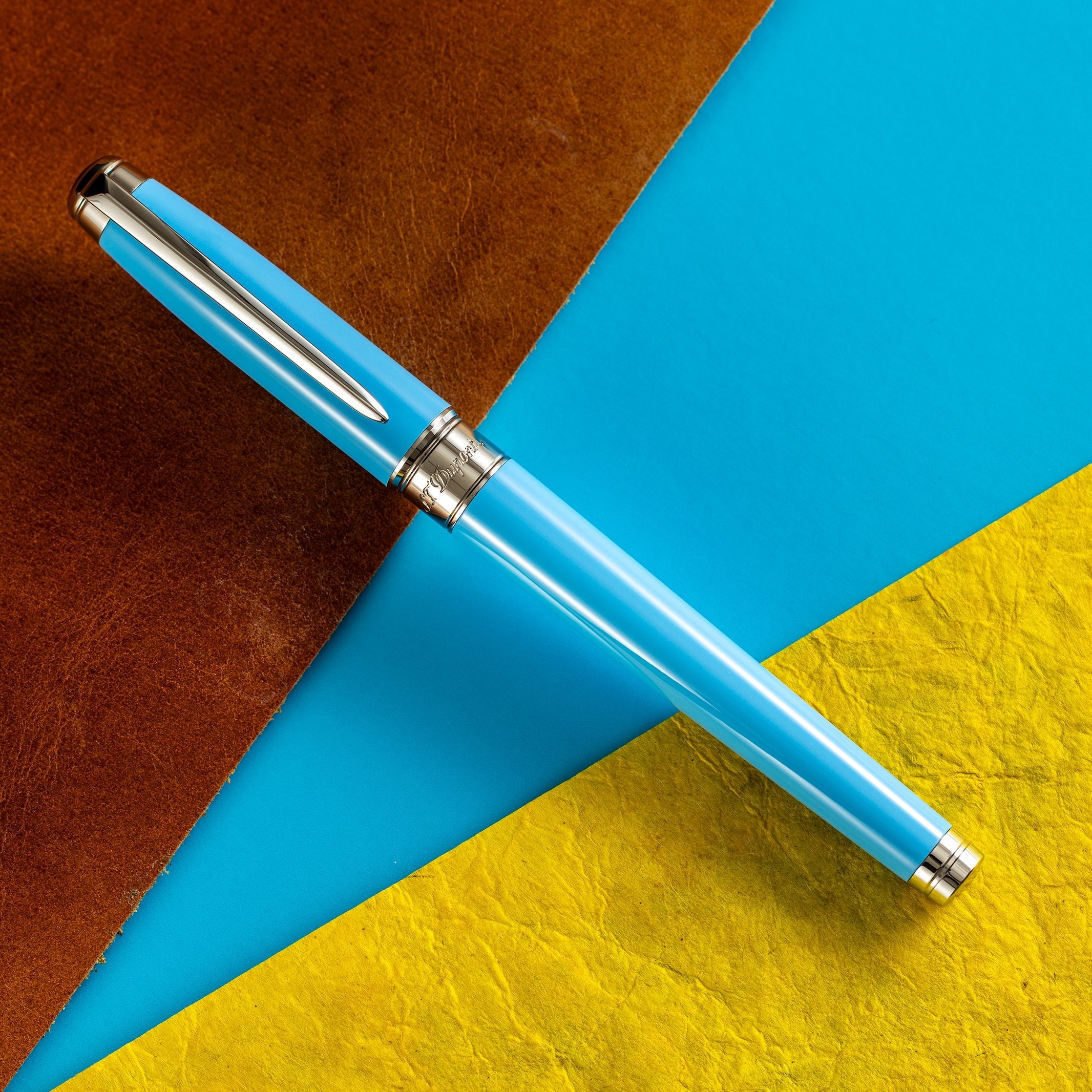 S T Dupont Line D Fountain Pen - Eternity - Turquoise - Palladium Trim (Large) - Medium Point. - Pen Boutique Ltd