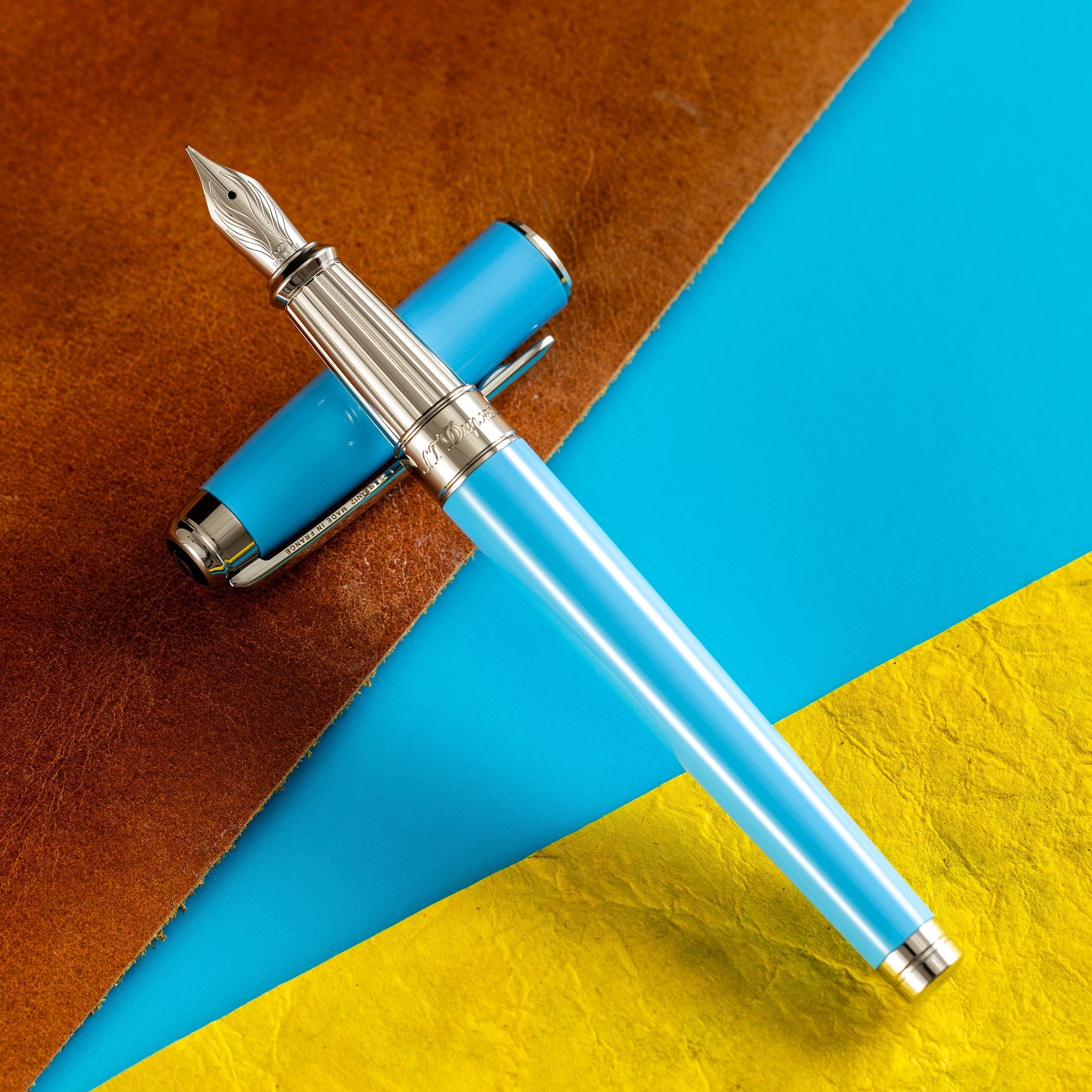 S T Dupont Line D Fountain Pen - Eternity - Turquoise - Palladium Trim (Large) - Medium Point. - Pen Boutique Ltd