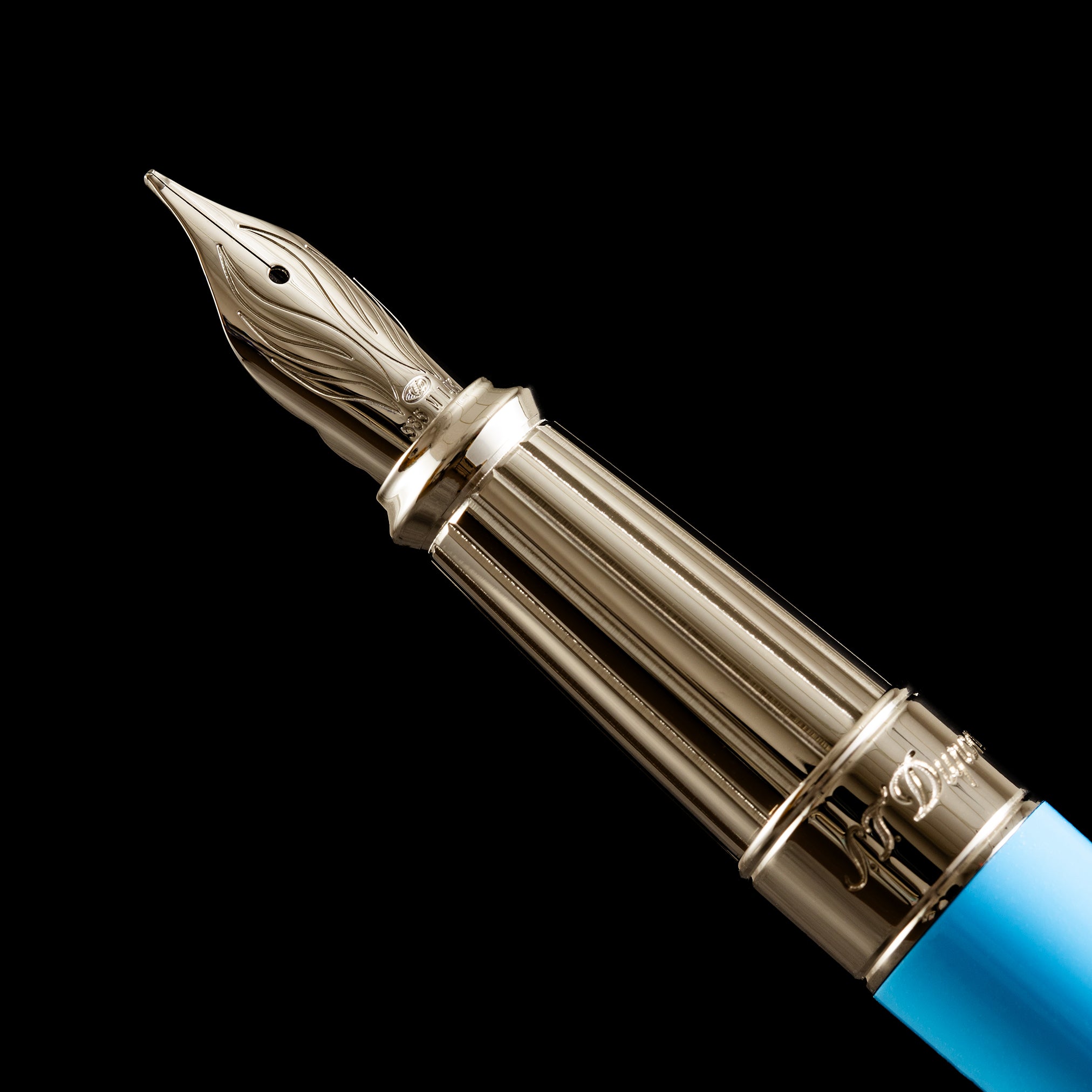 S T Dupont Line D Fountain Pen - Eternity - Turquoise - Palladium Trim (Large) - Medium Point. - Pen Boutique Ltd