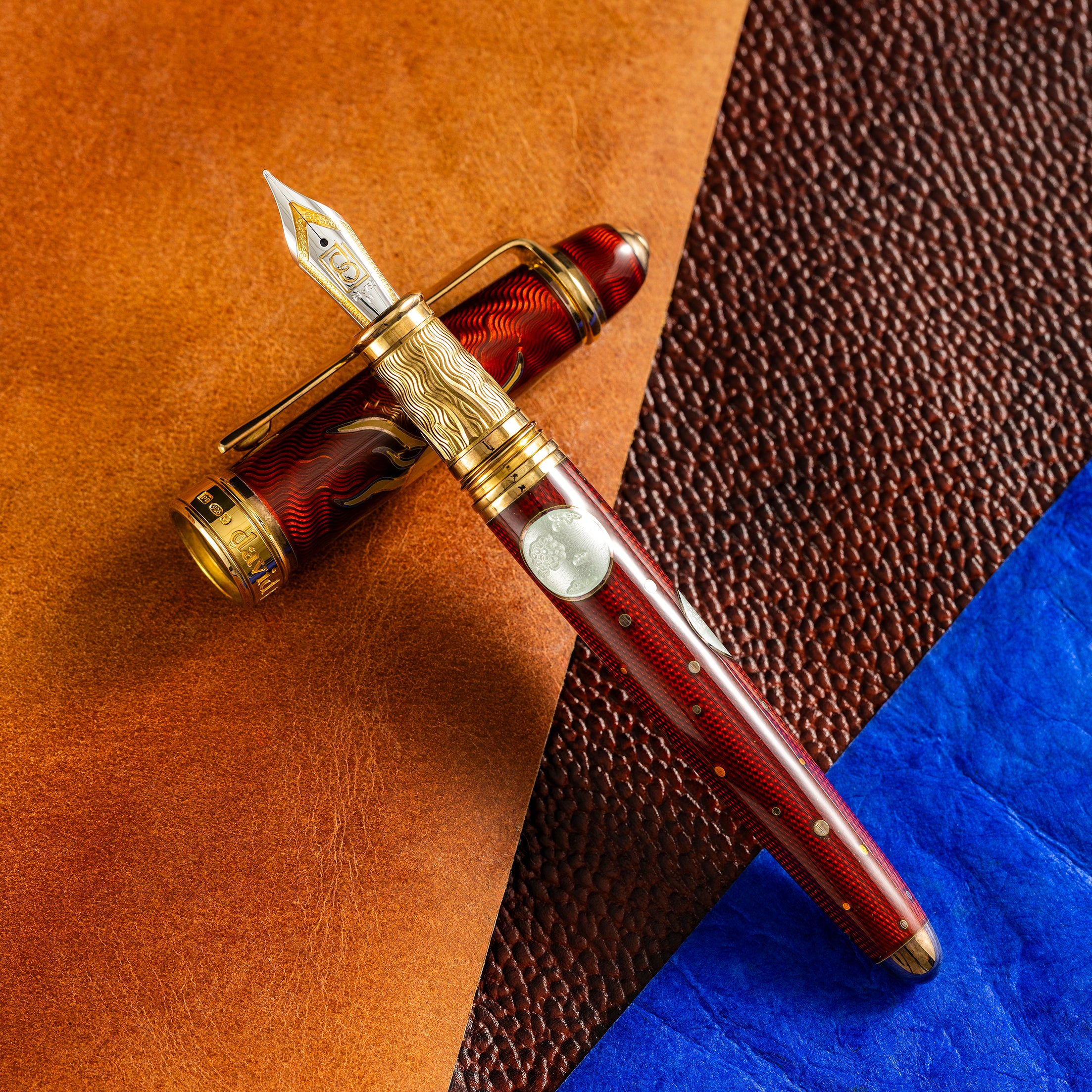 David Oscarson Celestial Fountain Pen - Limited Edition - Fire Red Golden Yellow-Pen Boutique Ltd