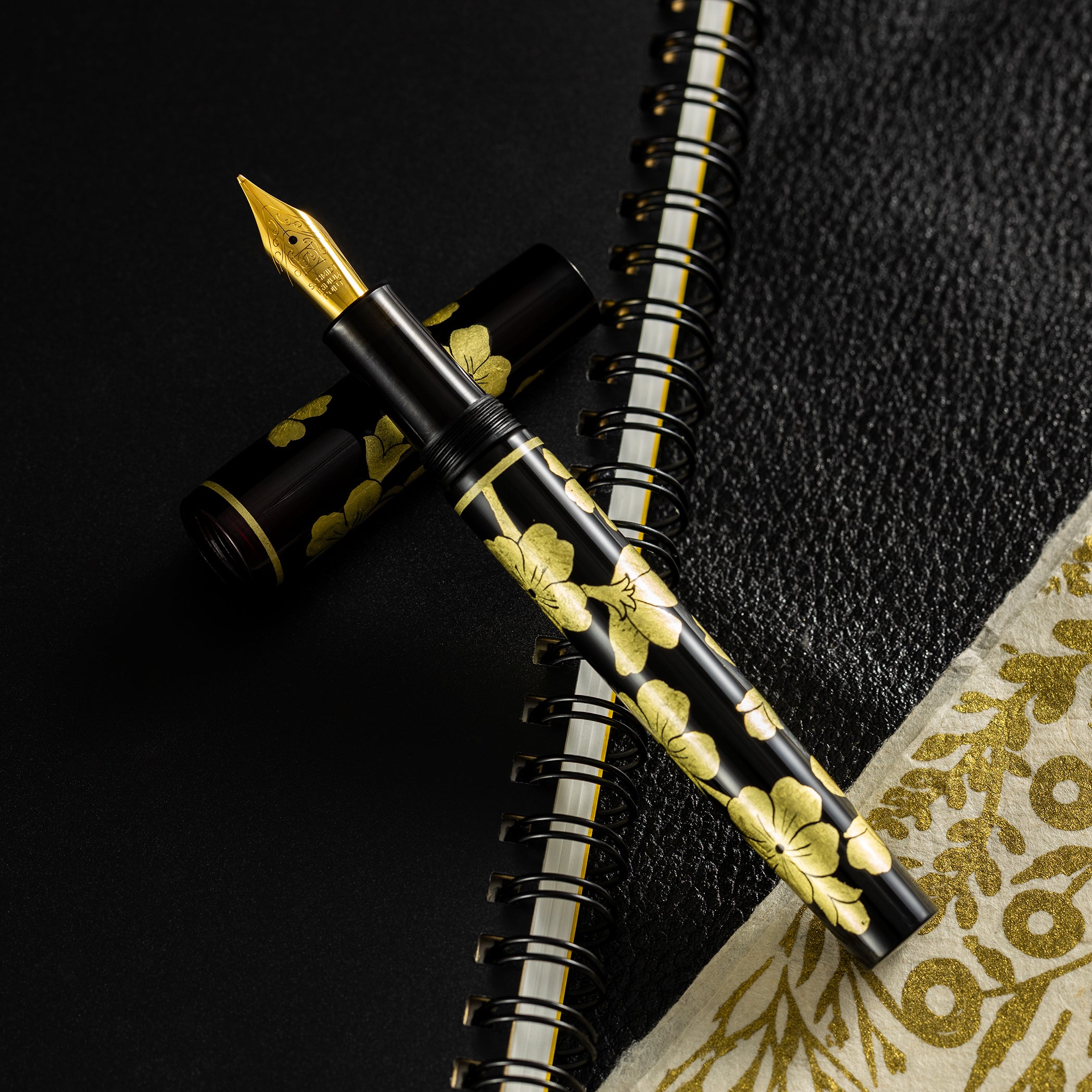 Zek Handpainted Tezhip Art Black with Gold Fountain Pen-Pen Boutique Ltd