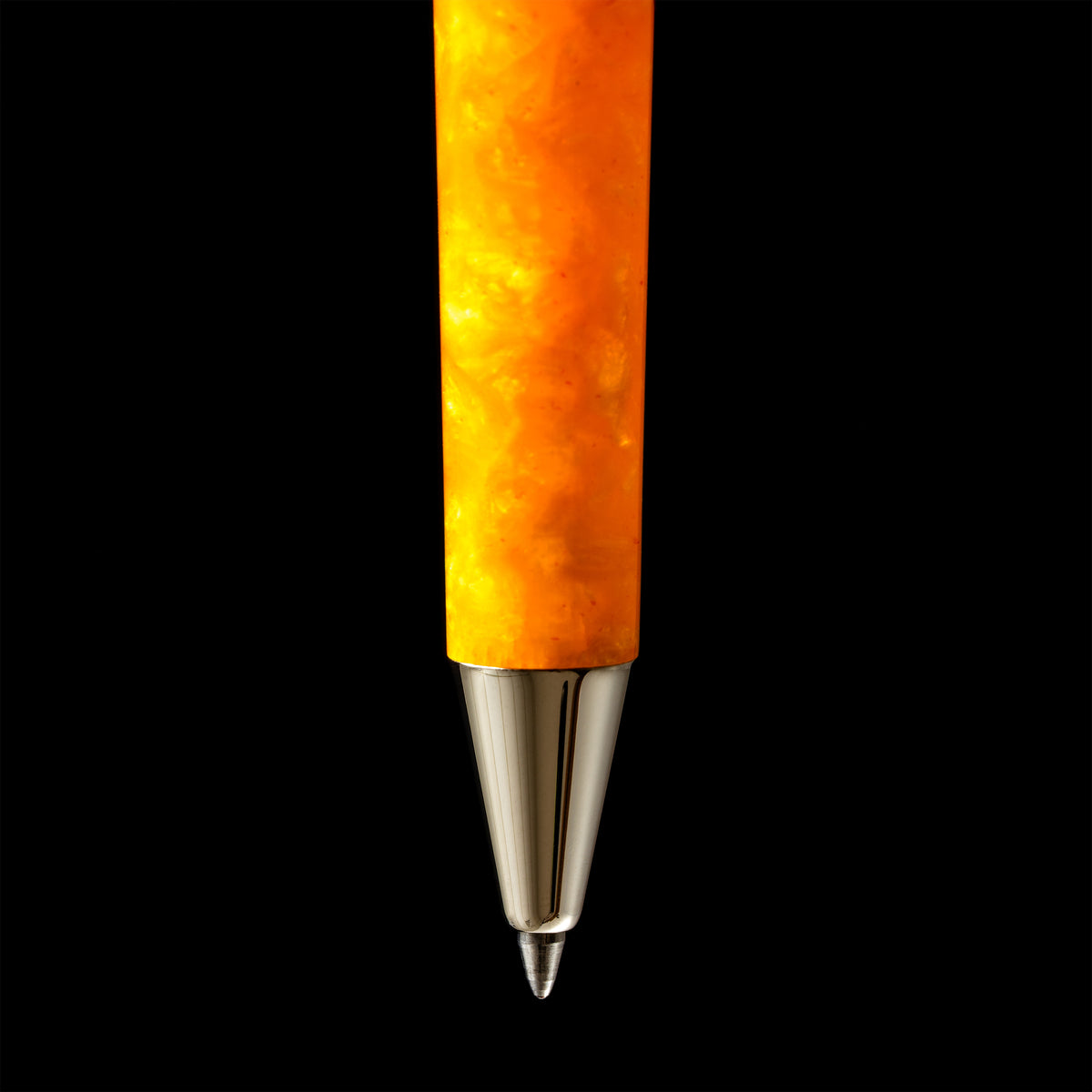Delta DV Original Mini Ballpoint Pen – Black & Orange with Palladium Trim - Pen Boutique Ltd