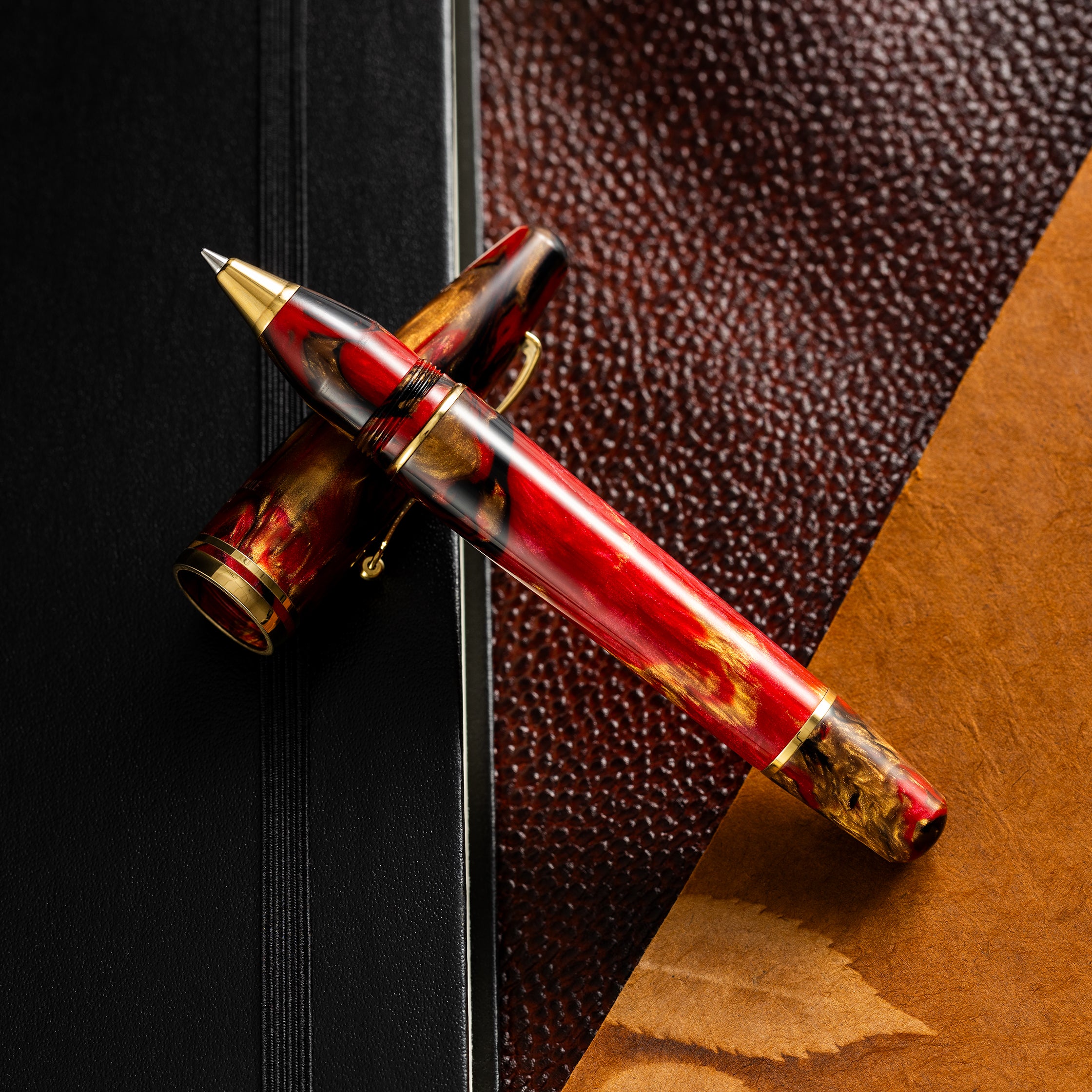 Maiora Ultra Ogiva Rollerball Pen - Golden Rule - Gold Trim-Pen Boutique Ltd