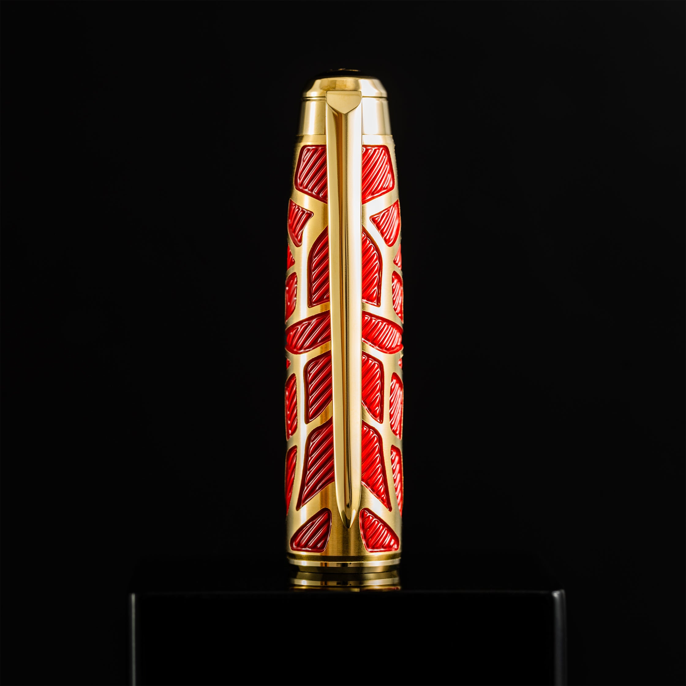 S T Dupont x Orlinski Line D Eternity Fountain Pen - Limited Edition - Red - Yellow Gold Trim (Large) - Pen Boutique Ltd