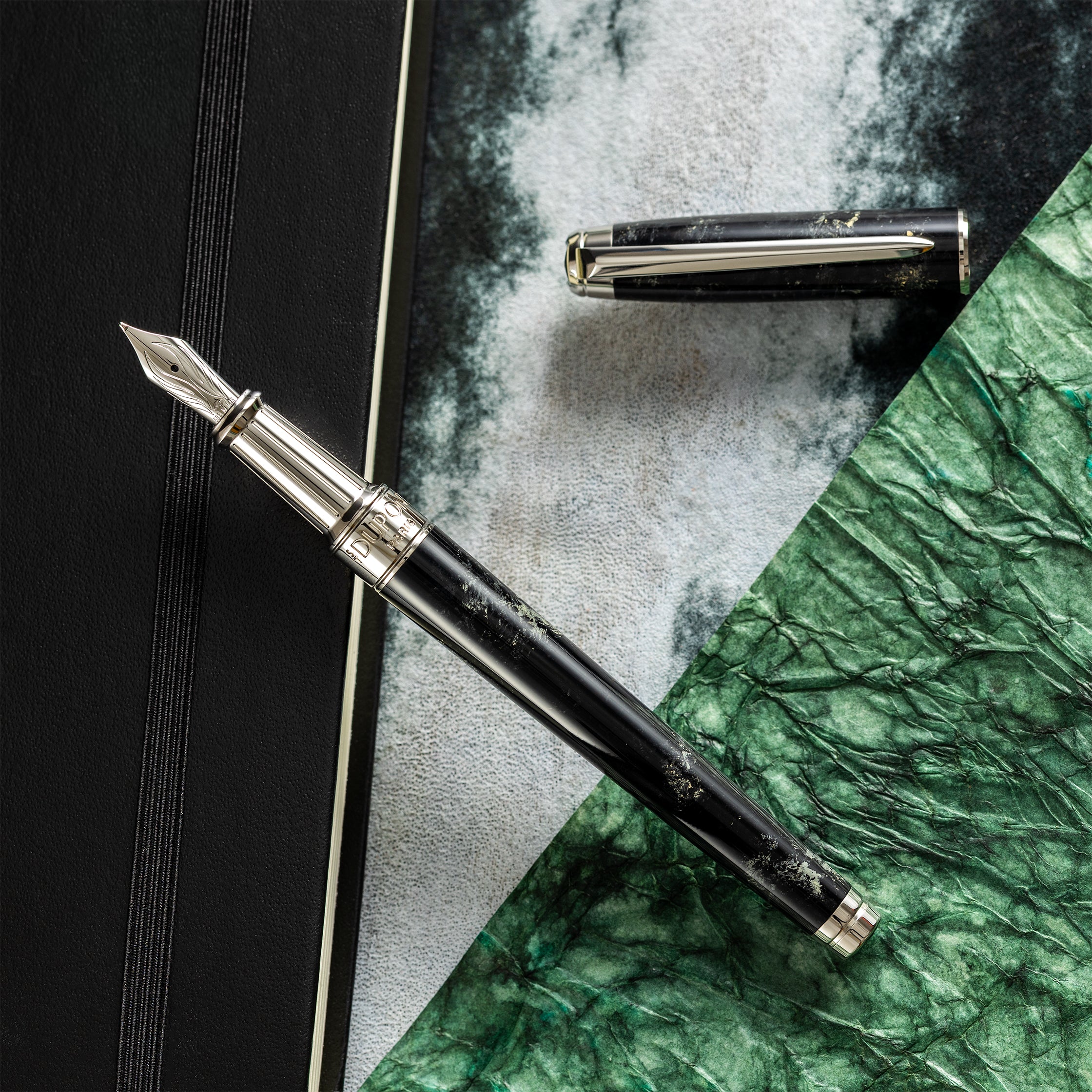 S T Dupont Line D Eternity Fountain Pen - Limited Edition - Popote Black - Palladium Trim - Pen Boutique Ltd