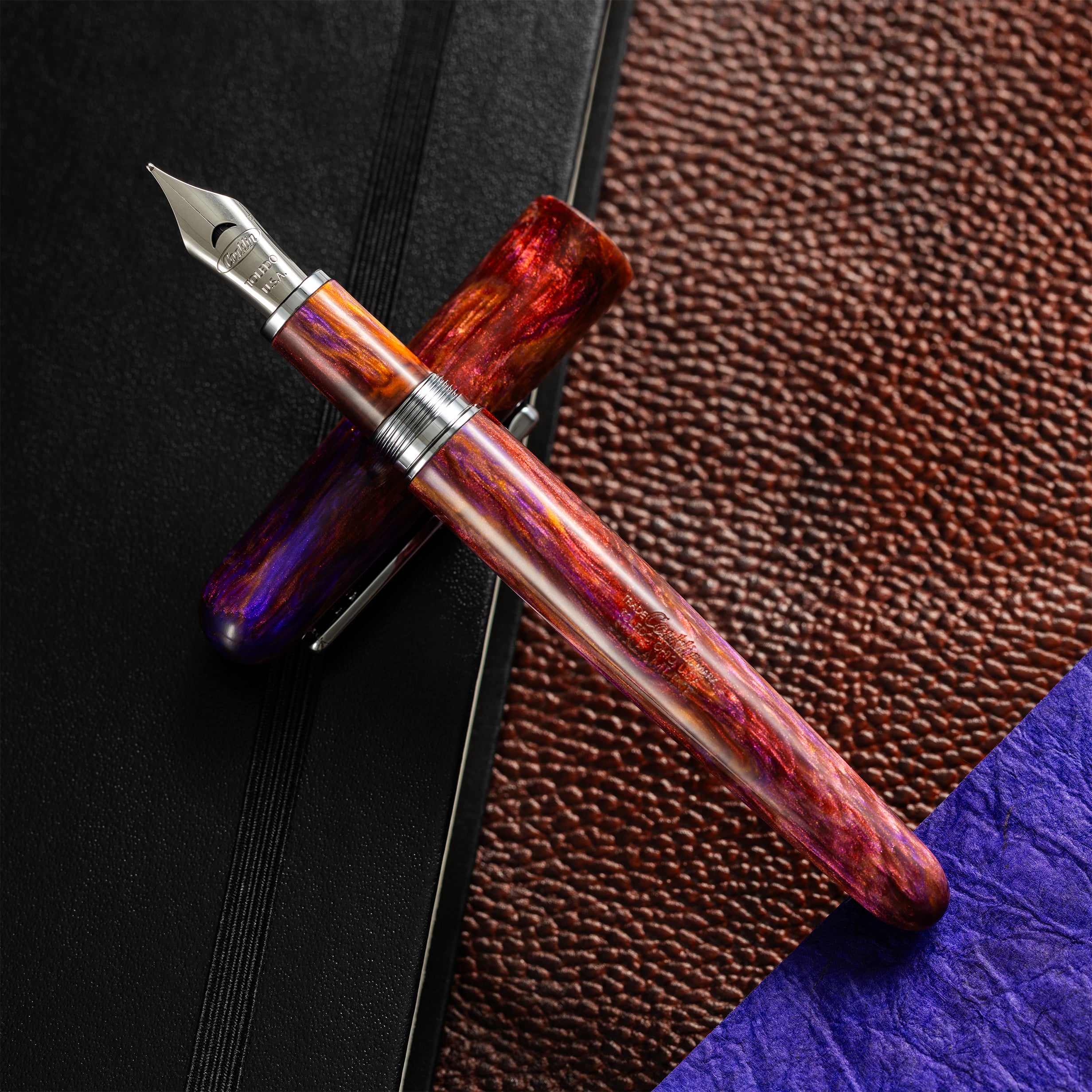 Conklin Streamline Fountain Pen - Glossy Sunset Medley - Chrome Trim (Limited Edition) - Pen Boutique Ltd