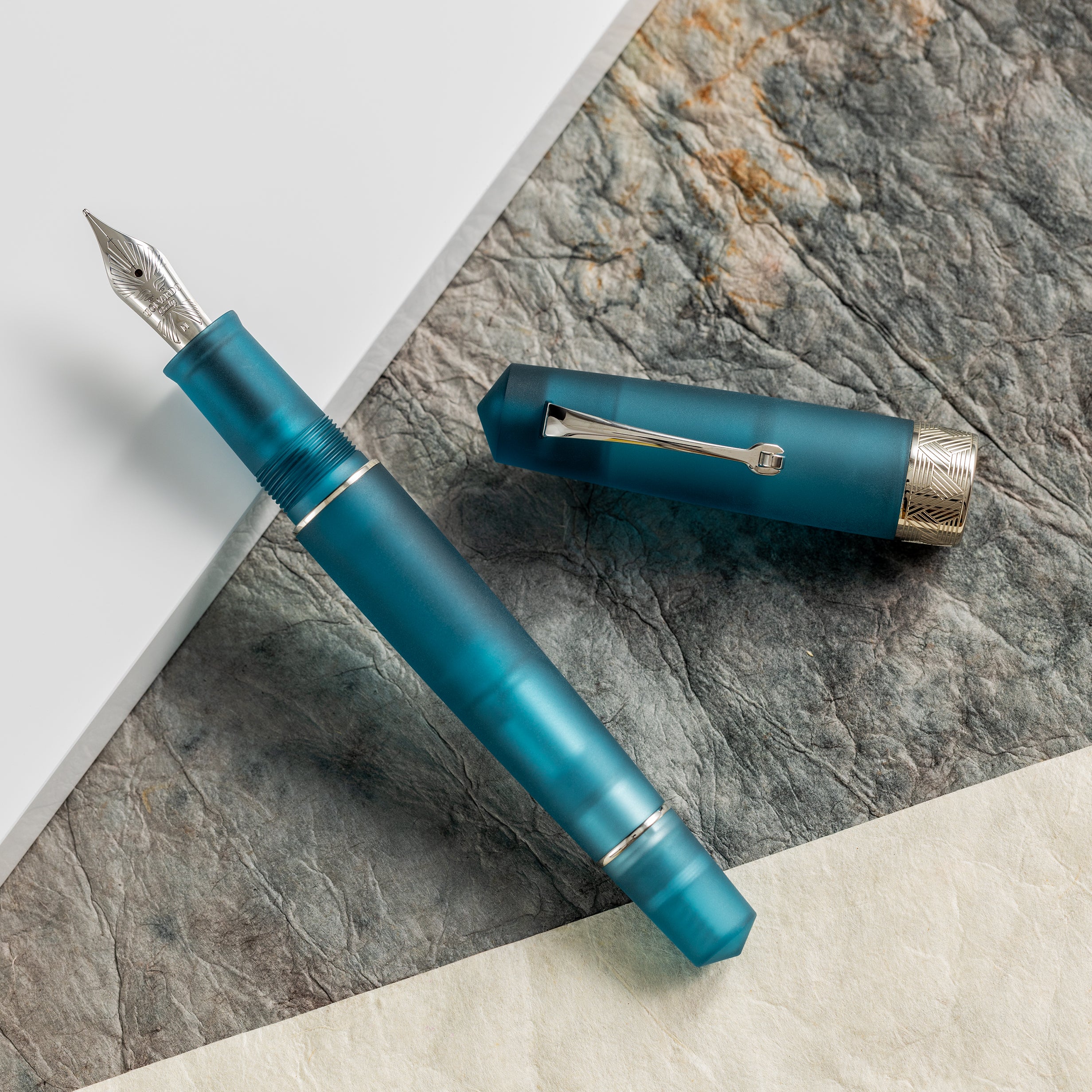 Leonardo Momento Zero Fountain Pen - Pura Frosted Petrol - Pen Boutique Ltd