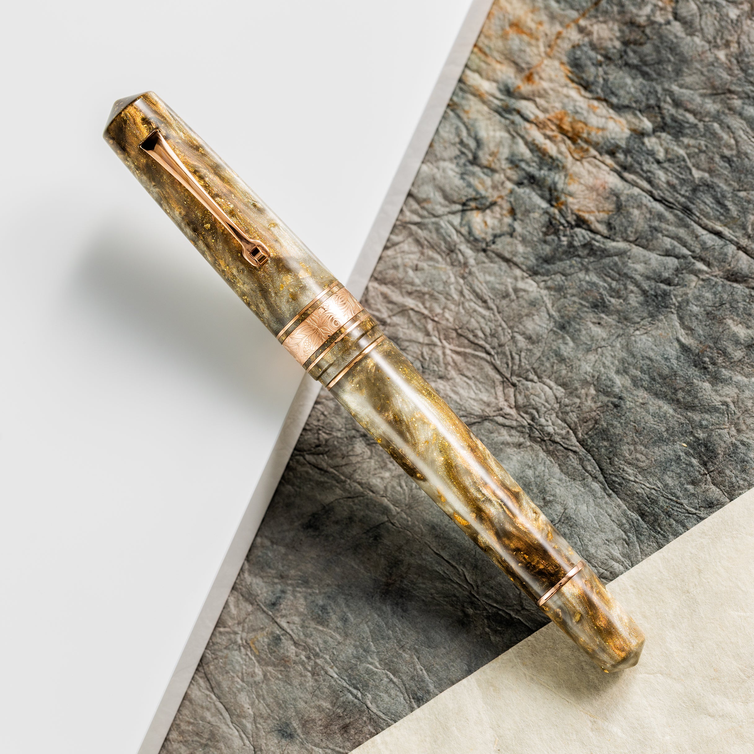 Leonardo Momento Zero Grande 2.0 Fountain Pen - The Power of Flower - Cosmos Chocolate Flower - Rose Gold Trim (Limited Edition) - Pen Boutique Ltd