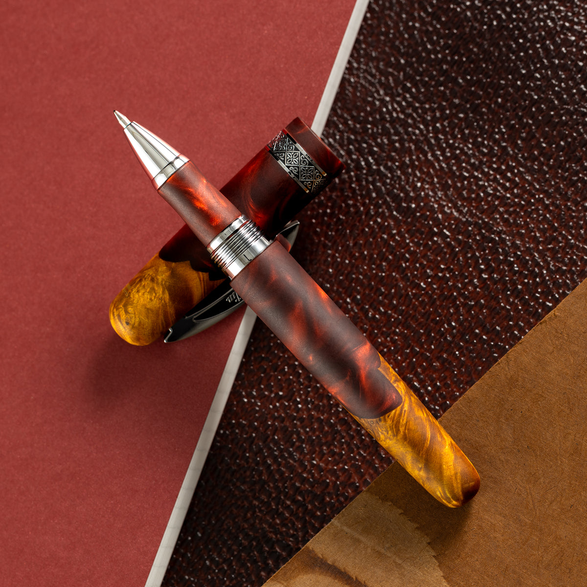 Conklin 1898 Collection Rollerball Pen - Spectra Burgundy Fusion - Chrome Trim (Limited Edition) - Pen Boutique Ltd