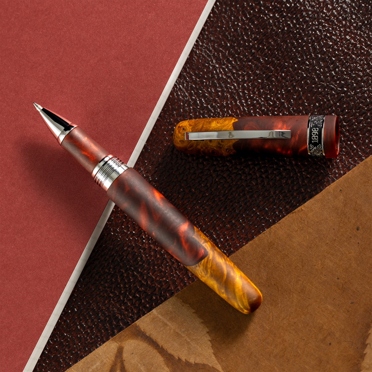 Conklin 1898 Collection Rollerball Pen - Spectra Burgundy Fusion - Chrome Trim (Limited Edition) - Pen Boutique Ltd