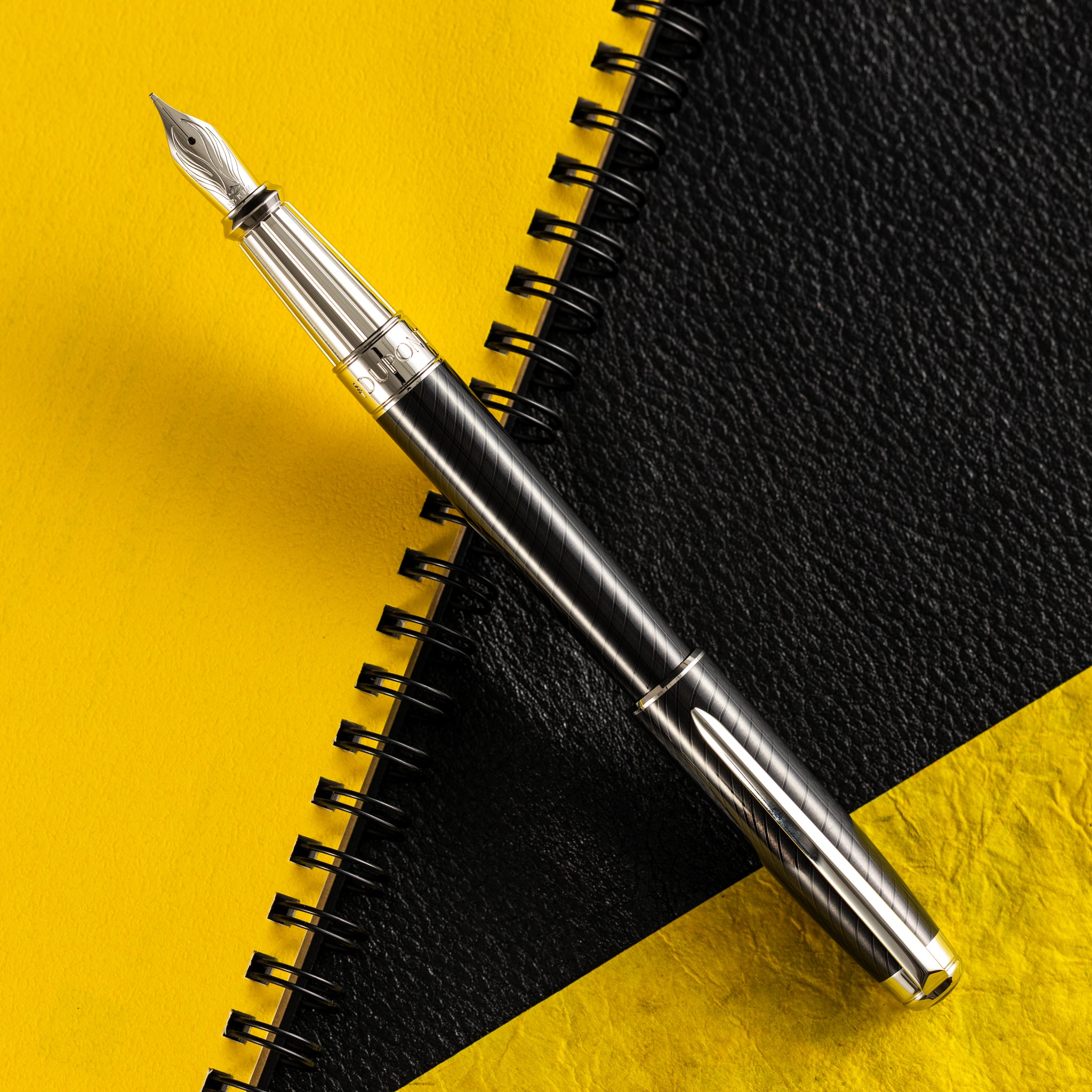 S T Dupont Line D Fountain Pen - Eternity - Mane Guilloche Black - Palladium Trim (Large) - Pen Boutique Ltd