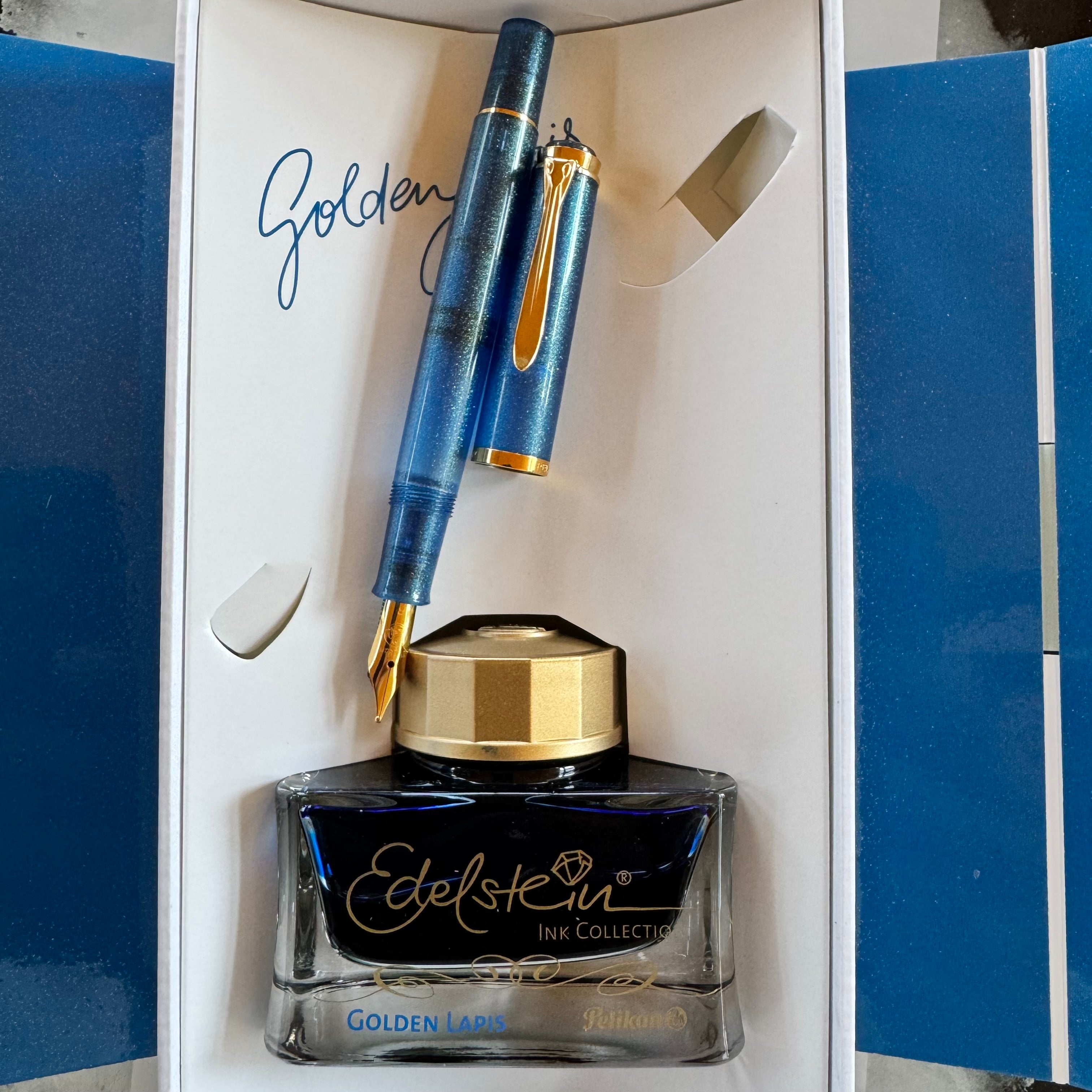 Pelikan Classic M200 Gift Set - Golden Lapis (Special Edition) - Pen Boutique Ltd