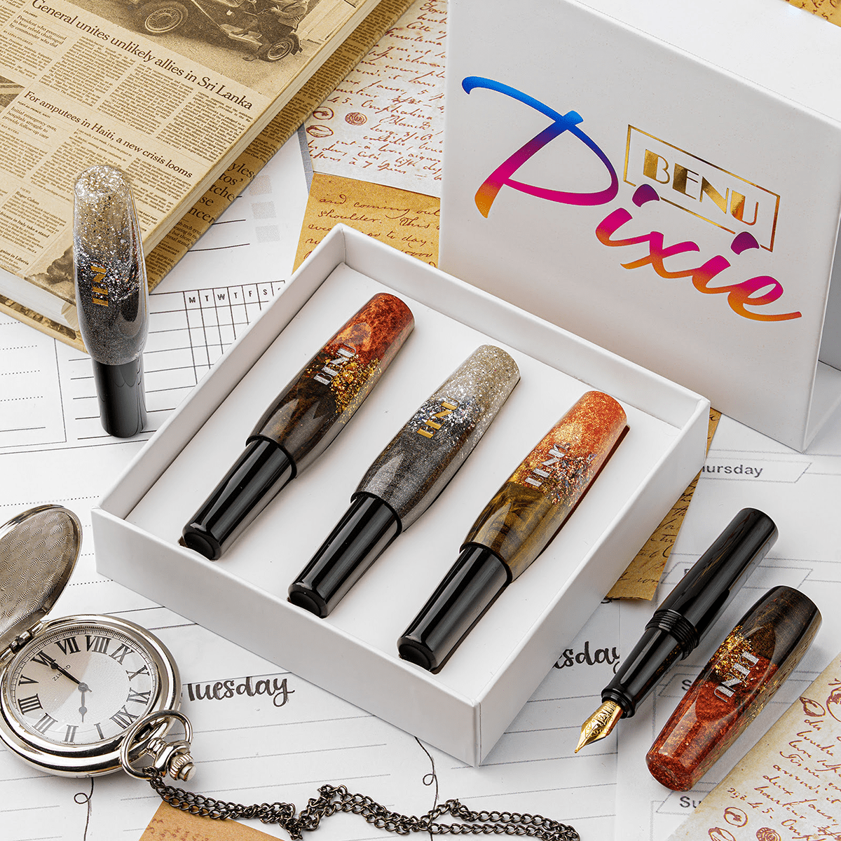 Benu Pixie Fountain Pen Set - Metallic Dust - Pen Boutique Ltd