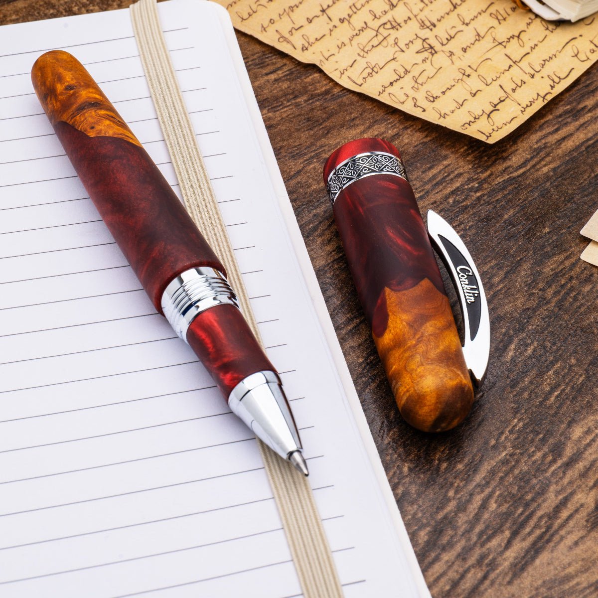 Conklin 1898 Collection Rollerball Pen - Spectra Burgundy Fusion - Chrome Trim (Limited Edition) - Pen Boutique Ltd