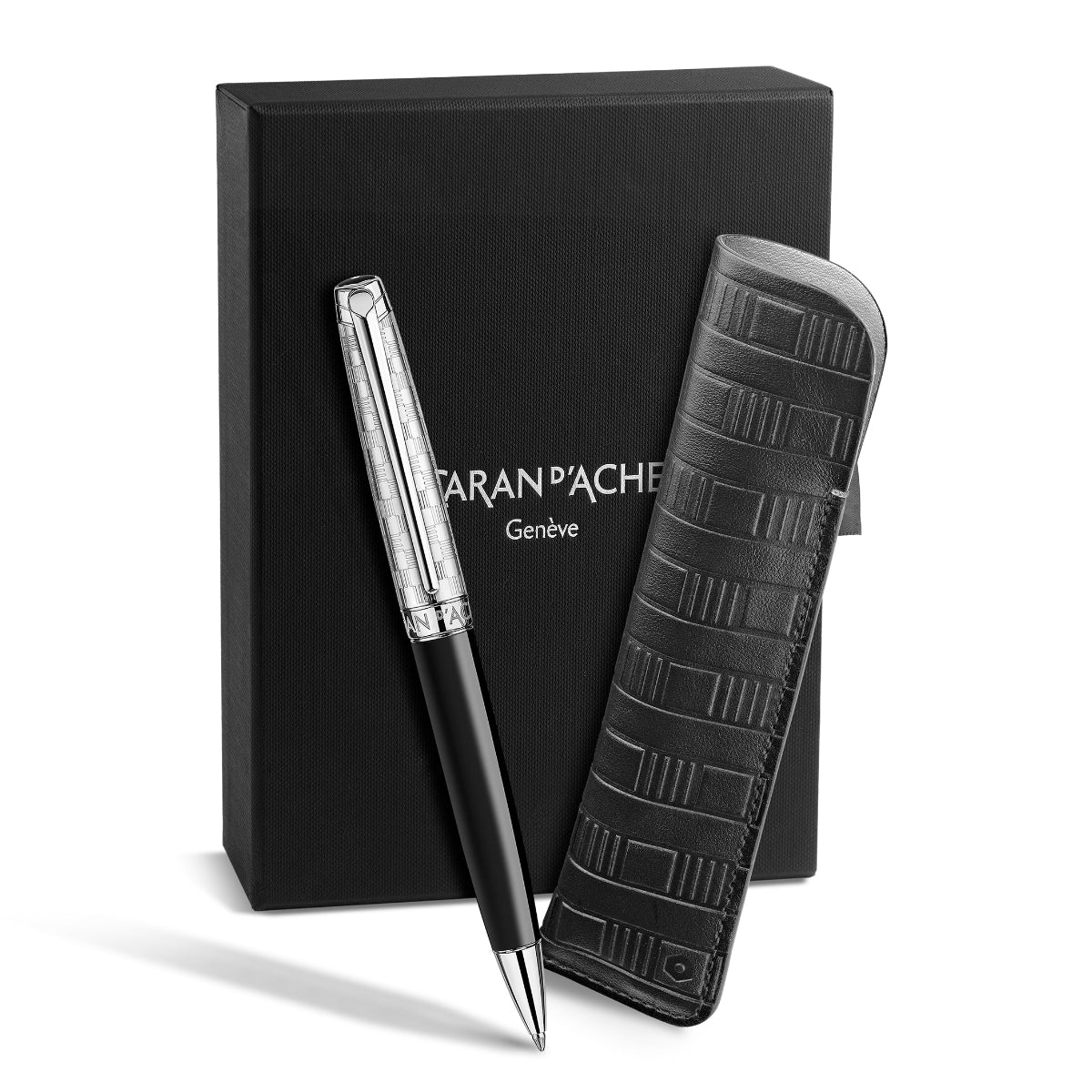 Caran d'Ache Leman Gift Set - Damier Ballpoint Pen & Leather Case (Special Edition) - Pen Boutique Ltd