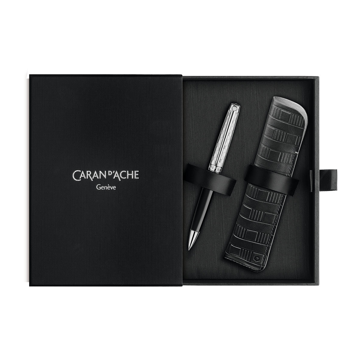 Caran d'Ache Leman Gift Set - Damier Ballpoint Pen & Leather Case (Special Edition) - Pen Boutique Ltd