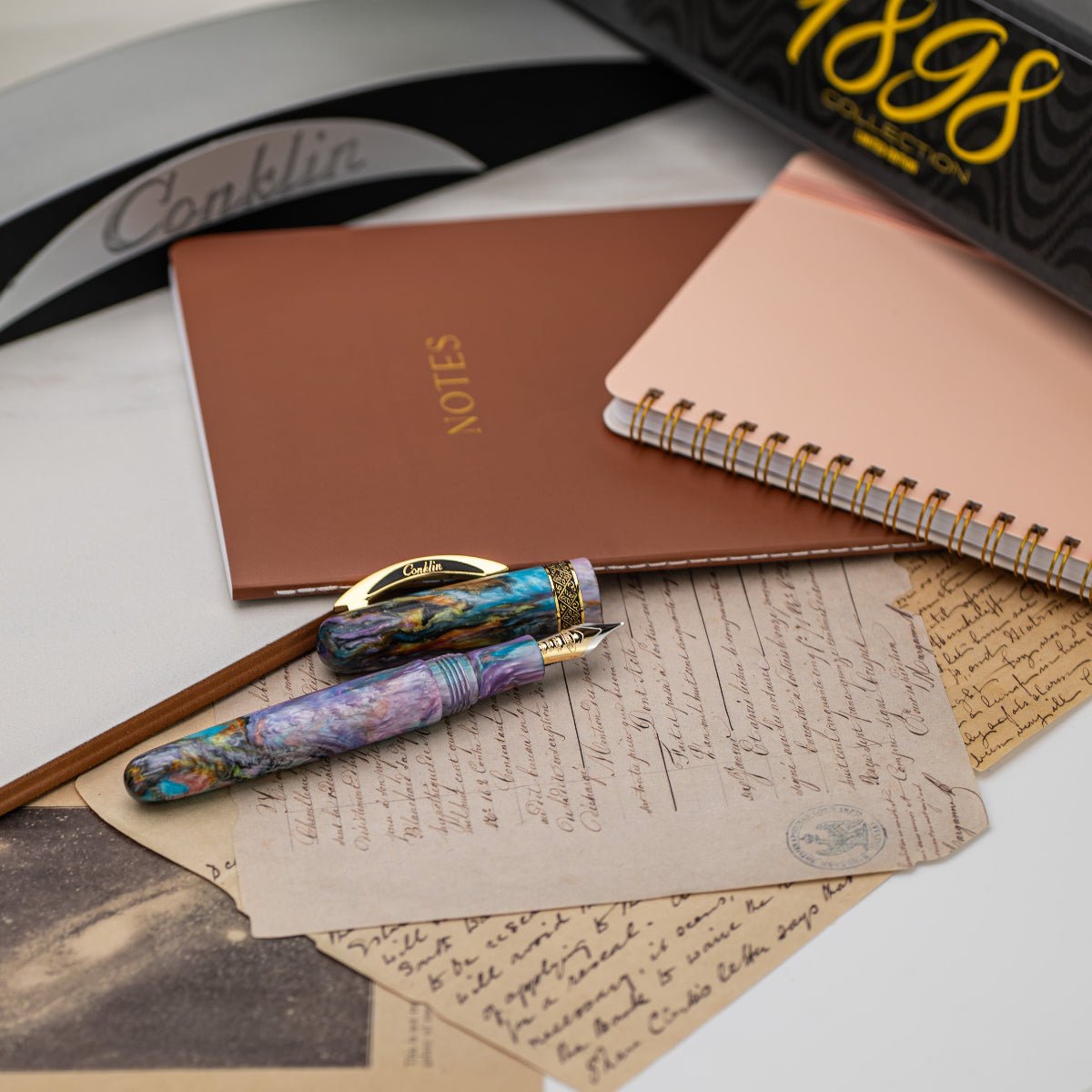 Conklin 1898 Collection Fountain Pen - Primary Manipulation 4.5 - Yellow Gold Trim - 14K Nib (Limited Edition) - Pen Boutique Ltd