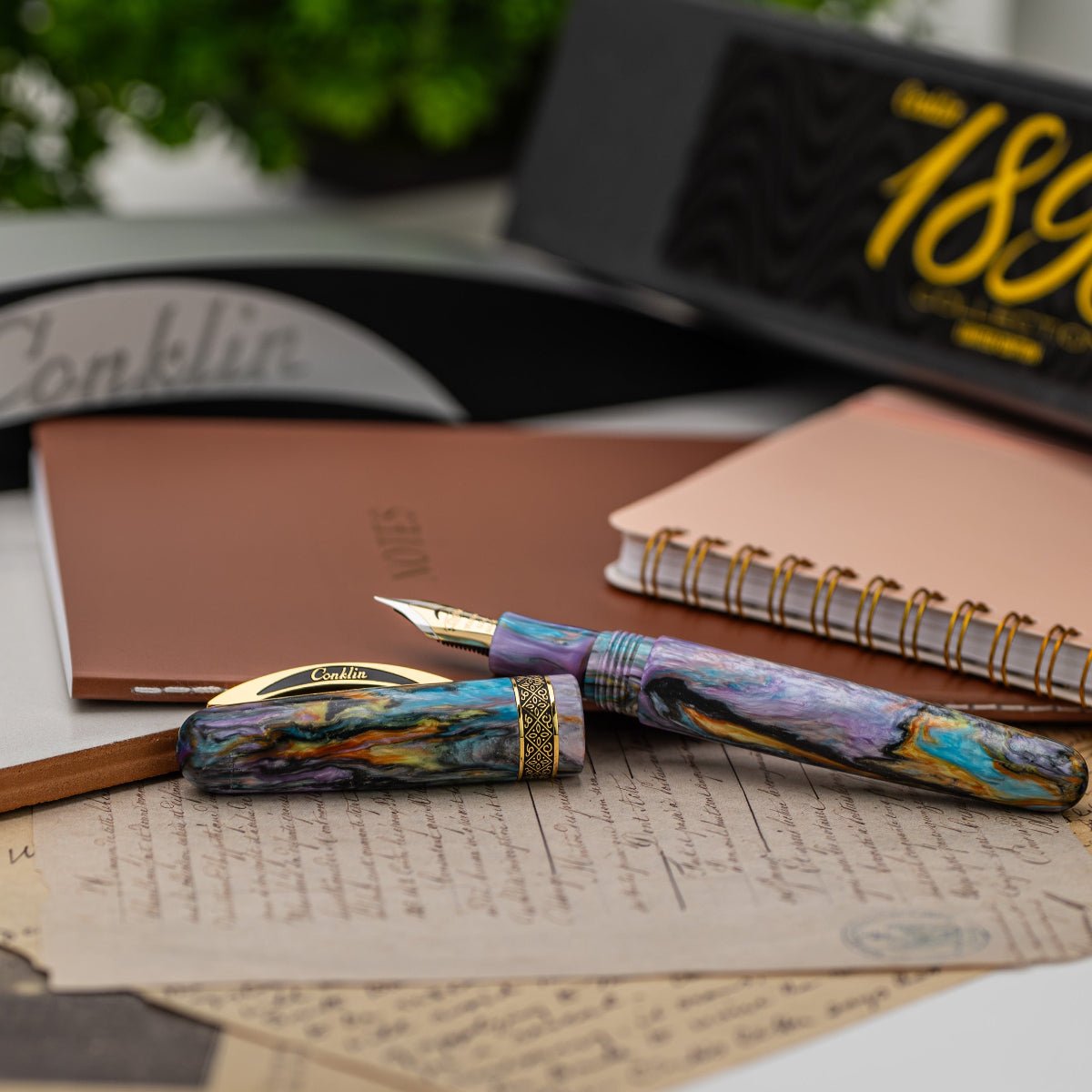 Conklin 1898 Collection Fountain Pen - Primary Manipulation 4.5 - Yellow Gold Trim - 14K Nib (Limited Edition) - Pen Boutique Ltd