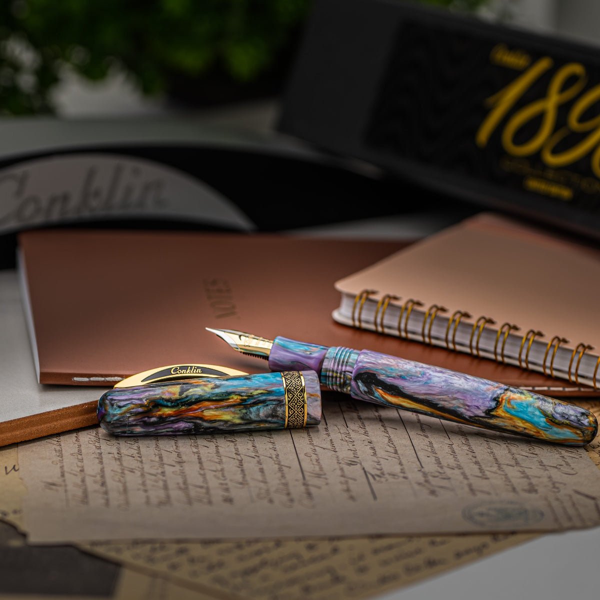 Conklin 1898 Collection Fountain Pen - Primary Manipulation 4.5 - Yellow Gold Trim - 14K Nib (Limited Edition) - Pen Boutique Ltd