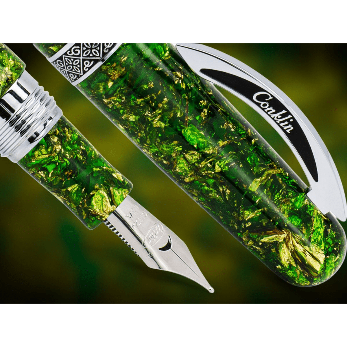 Conklin 1898 Collection Fountain Pen - Solaris Green - Chrome Trim (Limited Edition) - Pen Boutique Ltd
