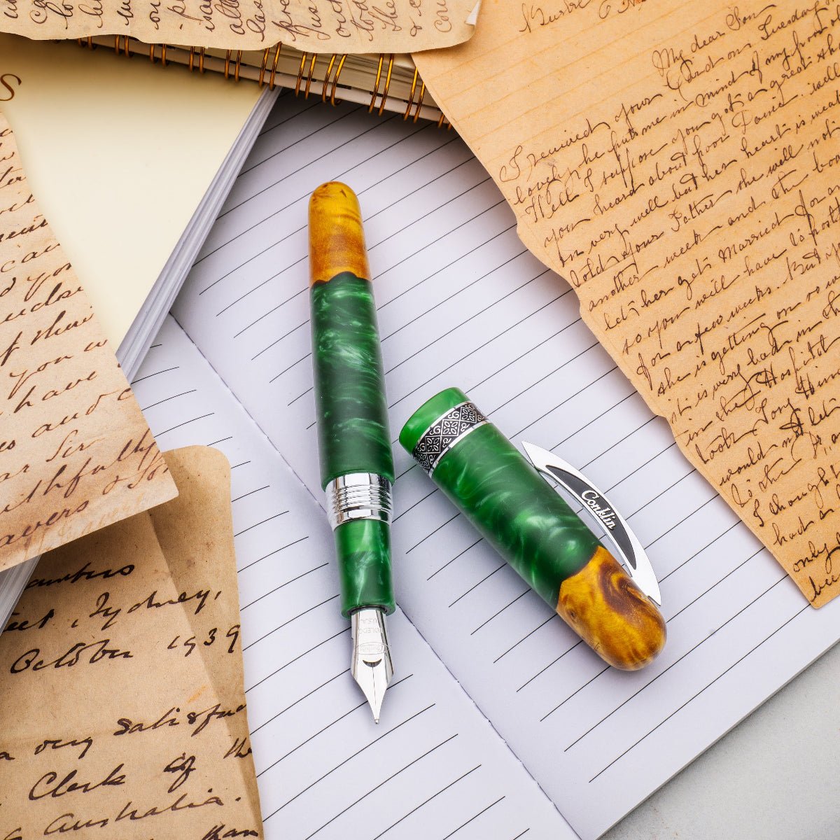 Conklin 1898 Collection Fountain Pen - Spectra Green Fusion - Chrome Trim (Limited Edition) - Pen Boutique Ltd