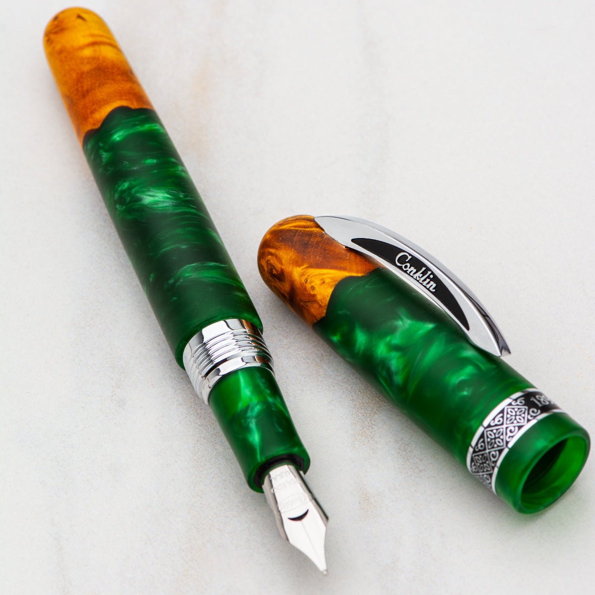 Conklin 1898 Collection Fountain Pen - Spectra Green Fusion - Chrome Trim (Limited Edition) - Pen Boutique Ltd