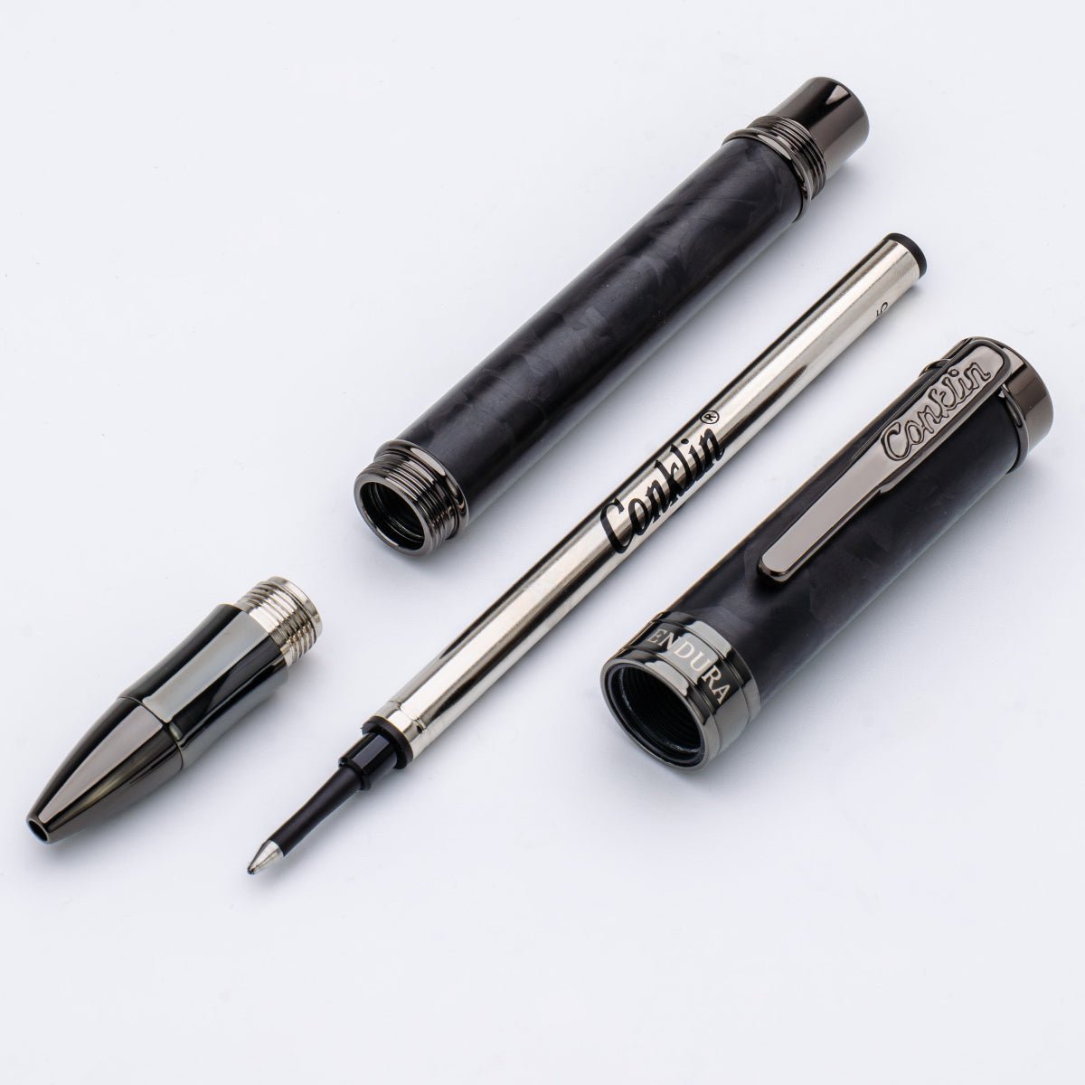 Conklin Endura Rollerball Pen - Forged Carbon Fiber - Gunmetal Trim (Numbered Edition) - Pen Boutique Ltd