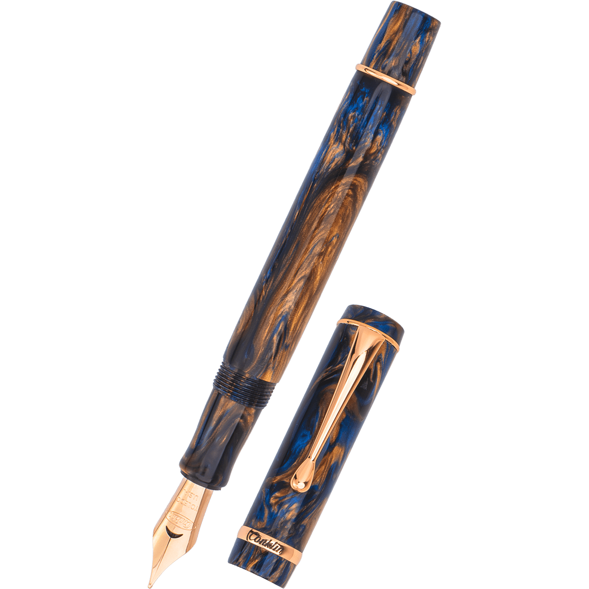 Conklin Duragraph Fountain Pen - Limited Edition - Golden Blue Jay "Horizon" - Rose Gold Plated Trim (Pen Boutique Exclusive) - Pen Boutique Ltd
