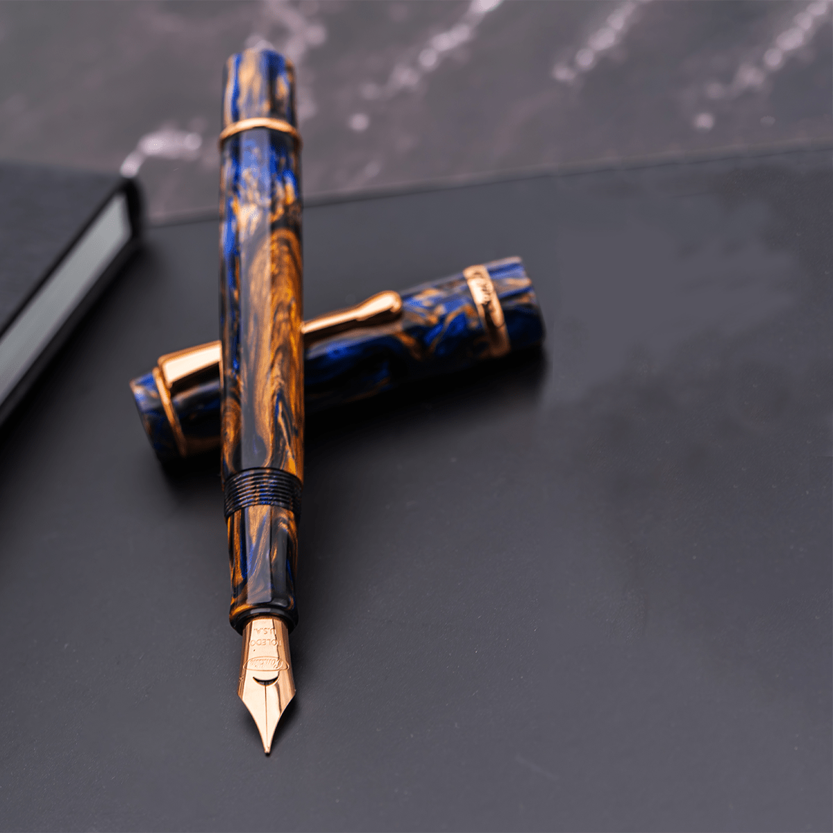 Conklin Duragraph Fountain Pen - Limited Edition - Golden Blue Jay "Horizon" - Rose Gold Plated Trim (Pen Boutique Exclusive) - Pen Boutique Ltd