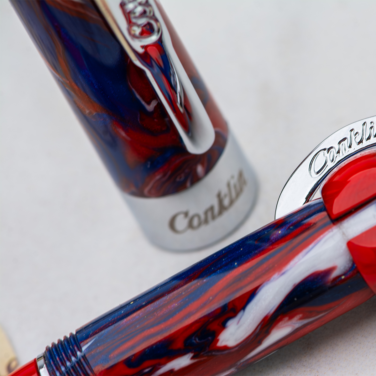 Conklin Mark Twain Crescent Fountain Pen - Limited Edition - USA 250 - Chrome Trim