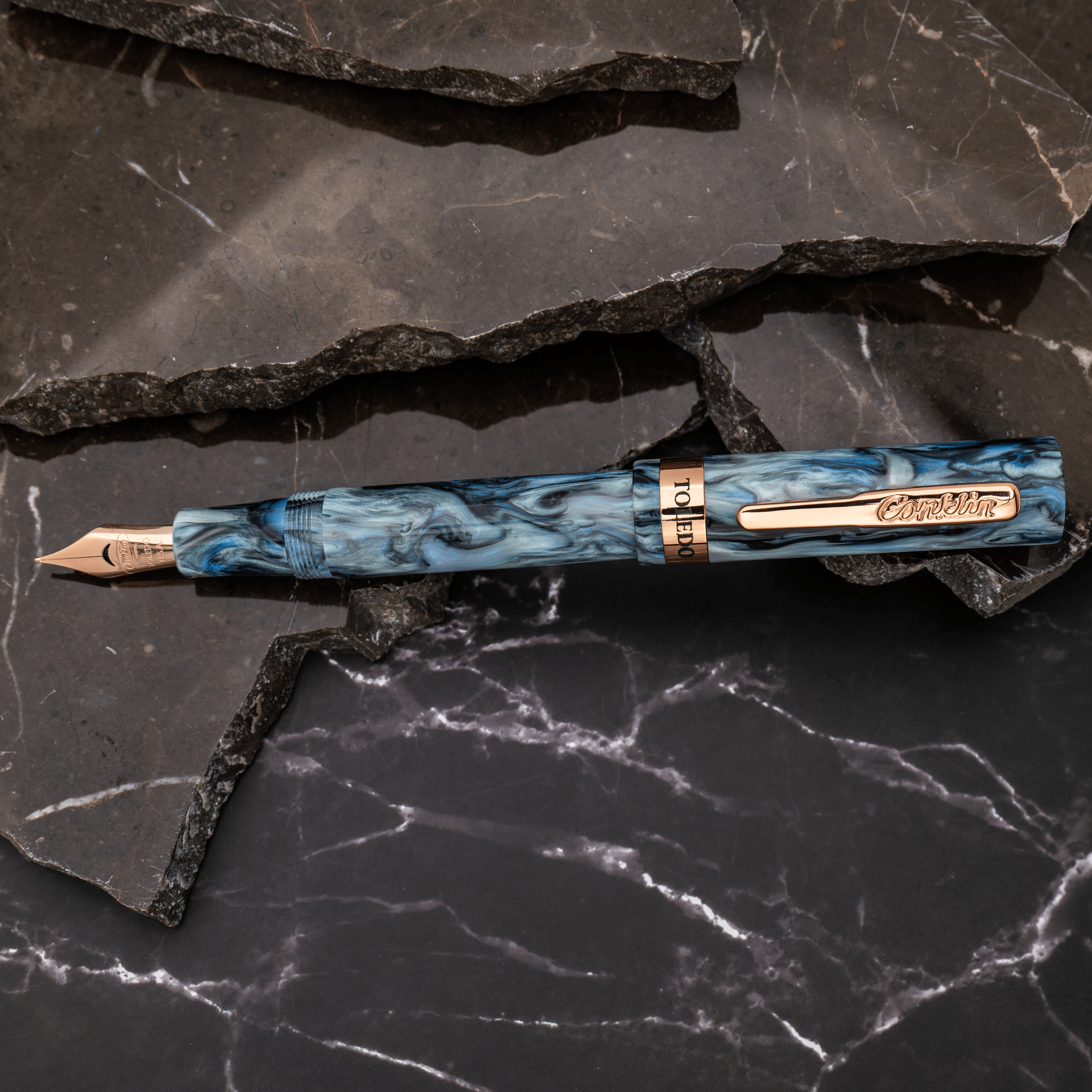 Conklin Toledo Fountain Pen - Limited Edition - Blue Abalone - Rose Gold Trim (Pen Boutique Exclusive) - Pen Boutique Ltd