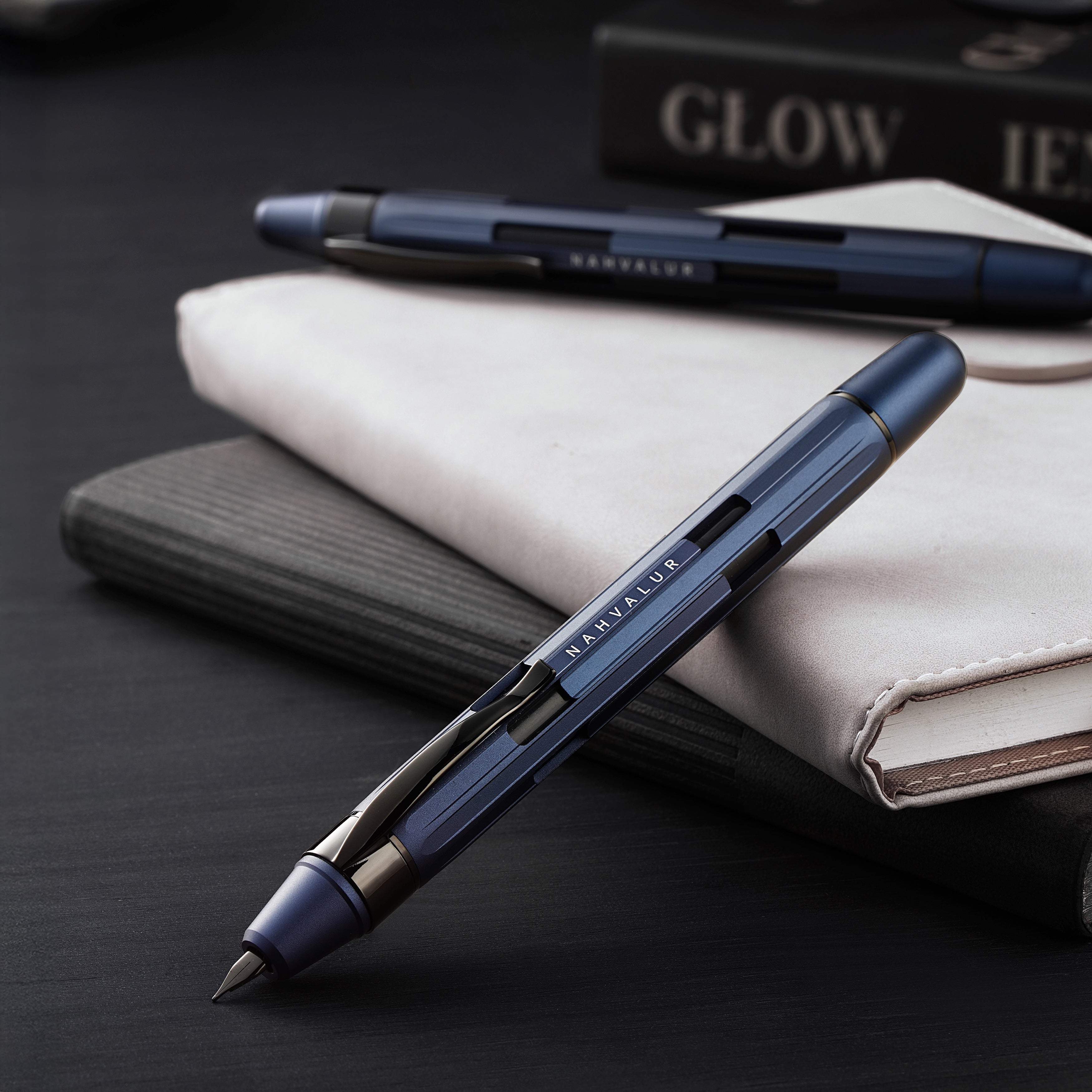 Nahvalur Eclipse Fountain Pen - Cobalt - Black Trim - Pen Boutique Ltd