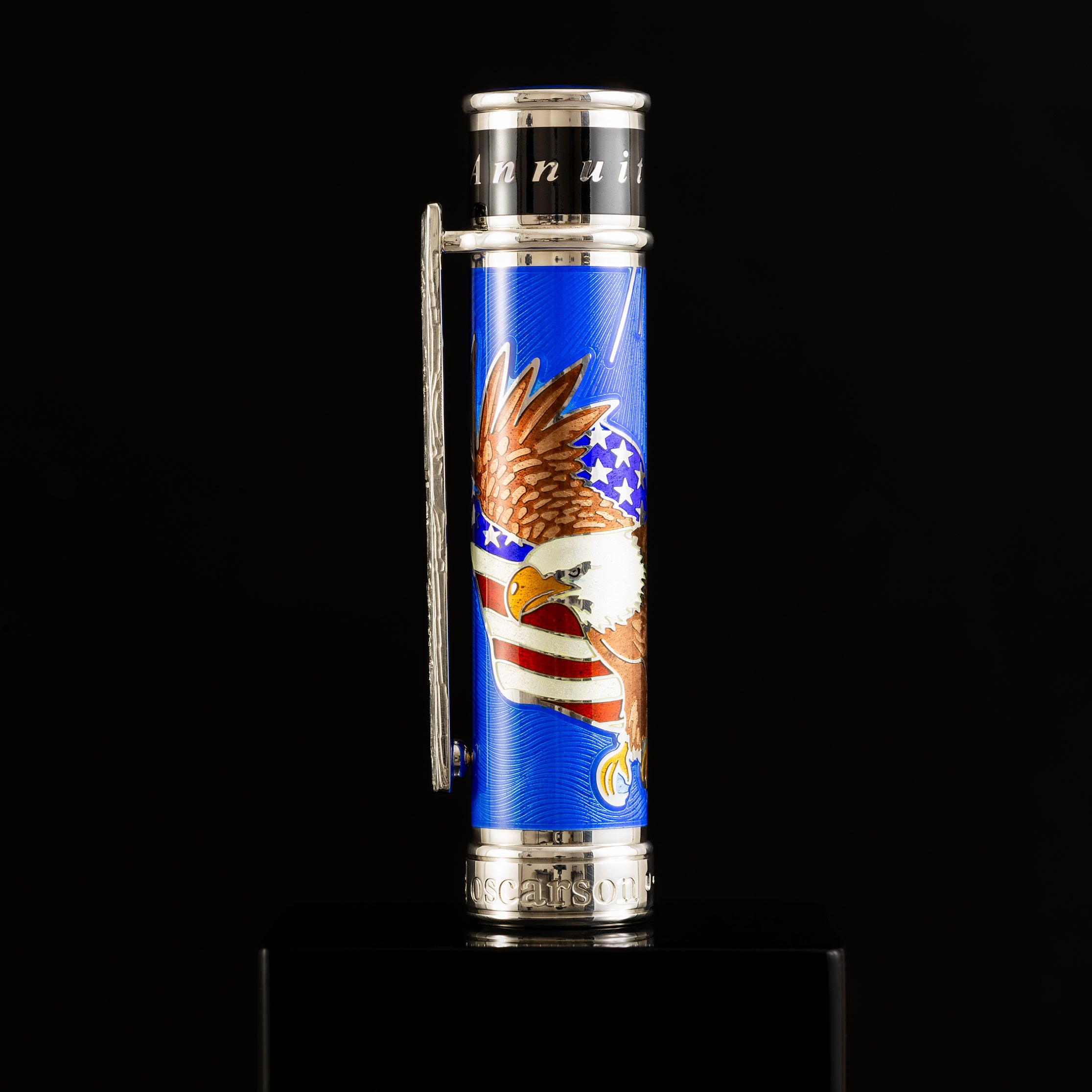 David Oscarson America The Beautiful Fountain Pen - Sapphire - Silver Trim (Limited Edition) - Pen Boutique Ltd