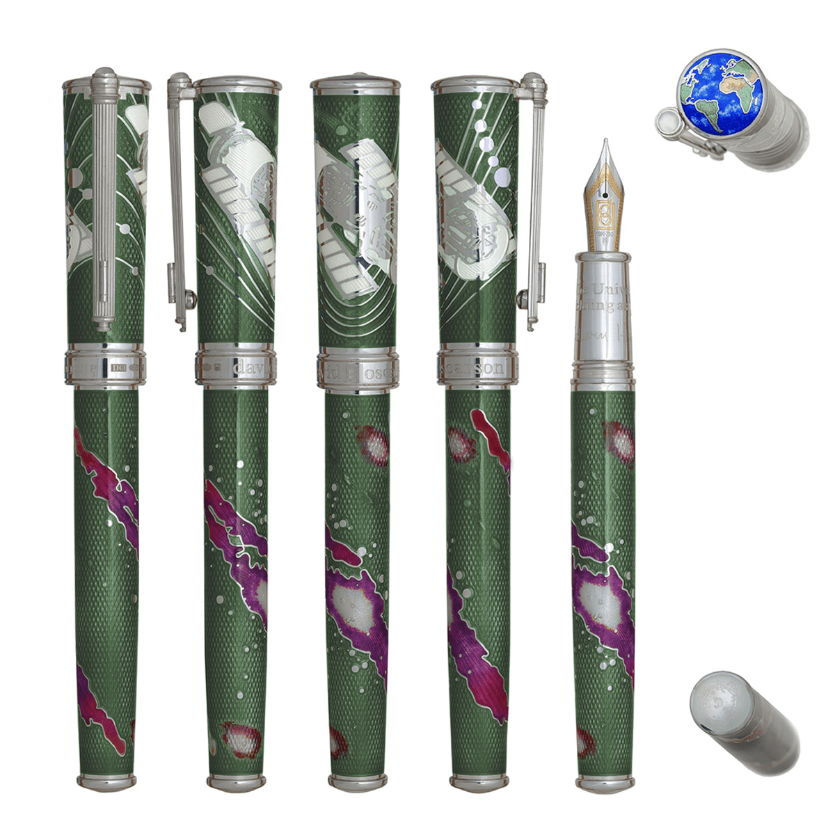 David Oscarson Edwin Hubble Fountain Pen - Galactic Green - Pen Boutique Ltd