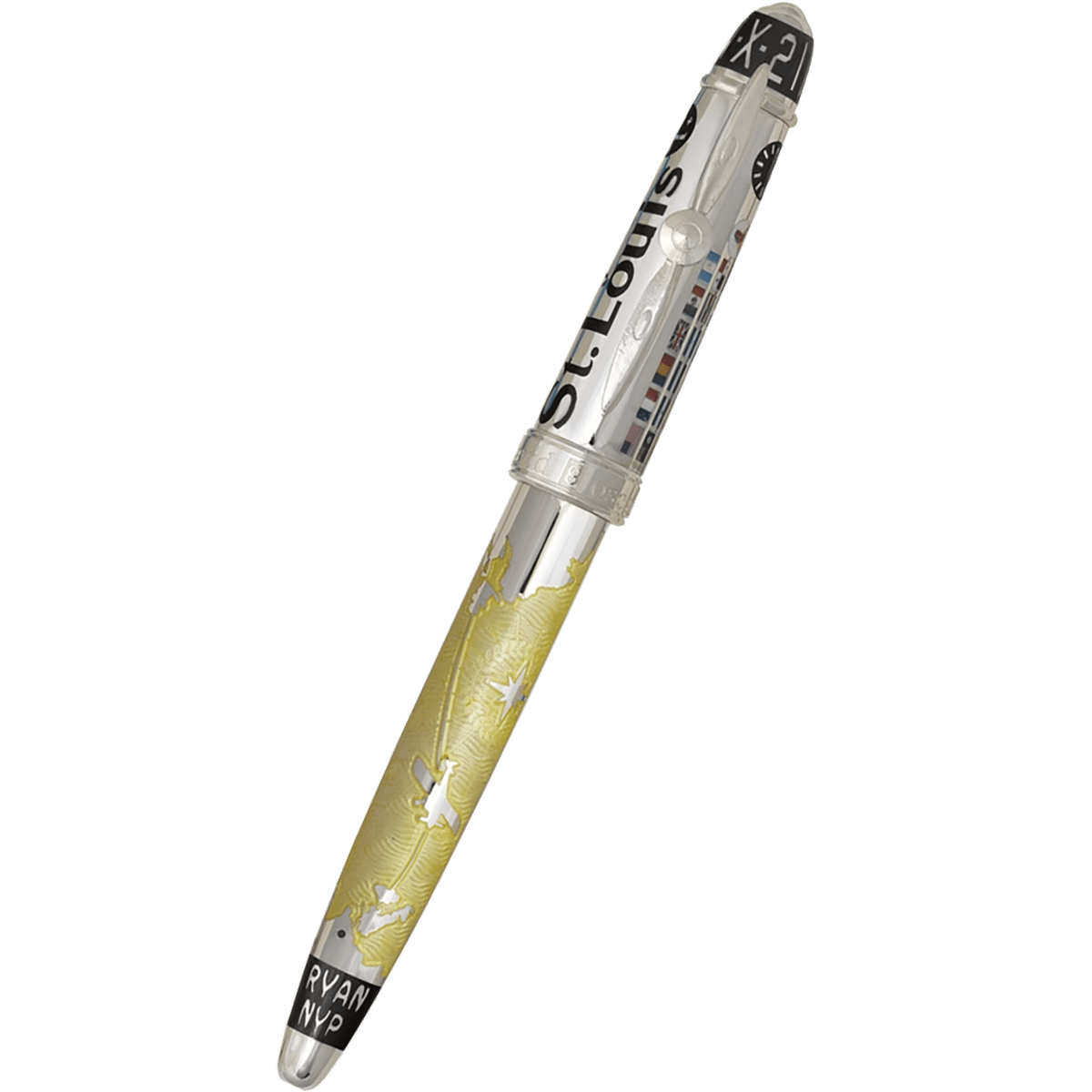 David Oscarson Spirit of St. Louis Fountain Pen - Charles Lindbergh Sunburst - Pen Boutique Ltd