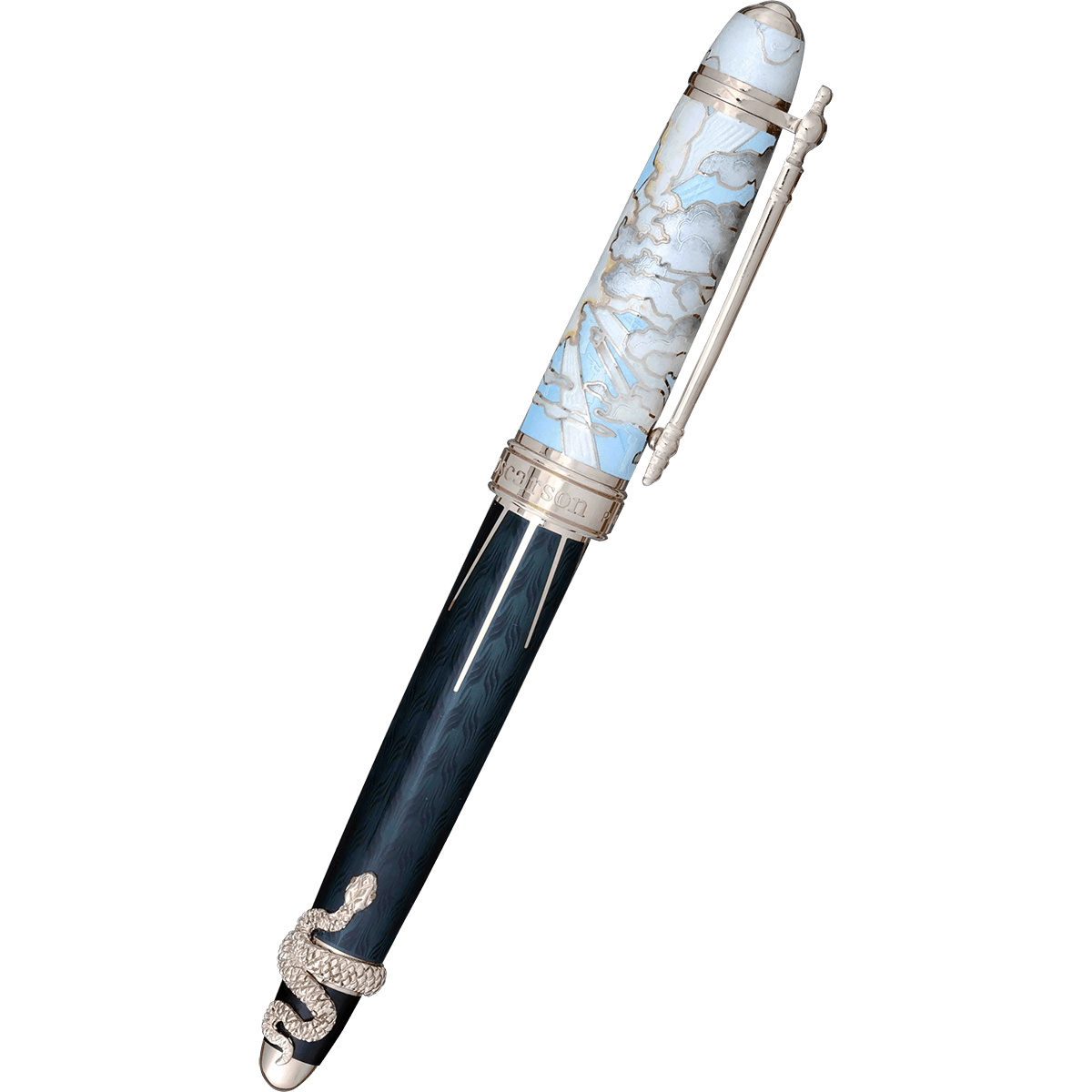 David Oscarson Deus Regit Fountain Pen - Moss Black - Silver Trim - Pen Boutique Ltd