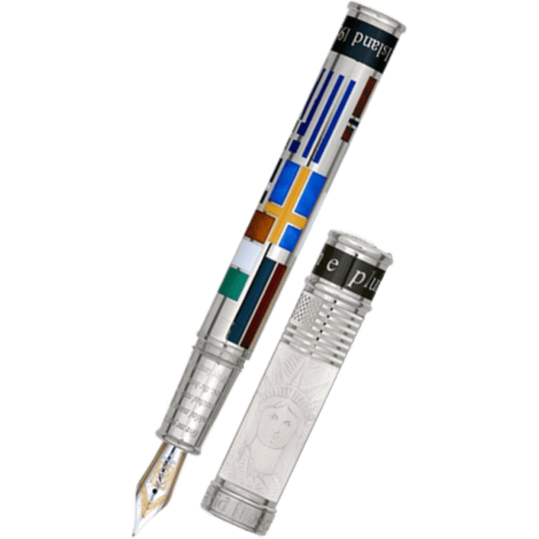 David Oscarson Ellis Island Fountain Pen - White - Silver Trim - Pen Boutique Ltd