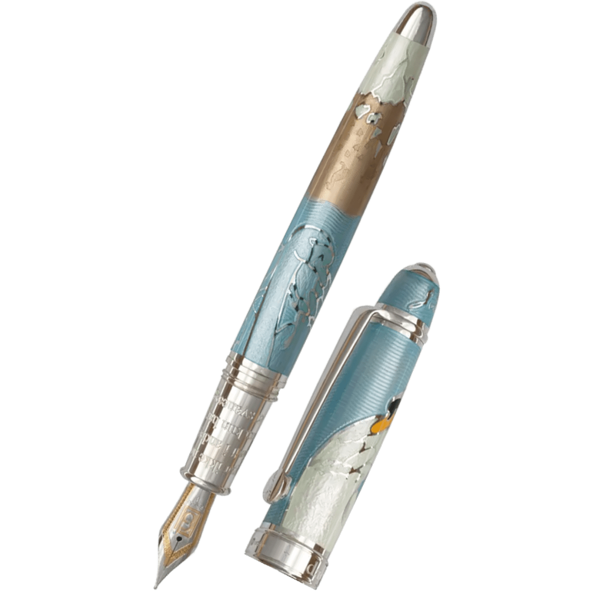 David Oscarson Hans Christian Andersen Fountain Pen - Azure Copper White - Pen Boutique Ltd