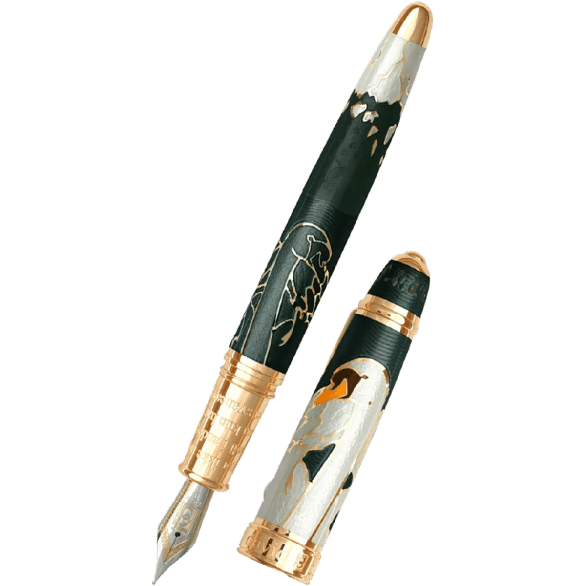 David Oscarson Hans Christian Andersen Fountain Pen - Black White Gold - Pen Boutique Ltd