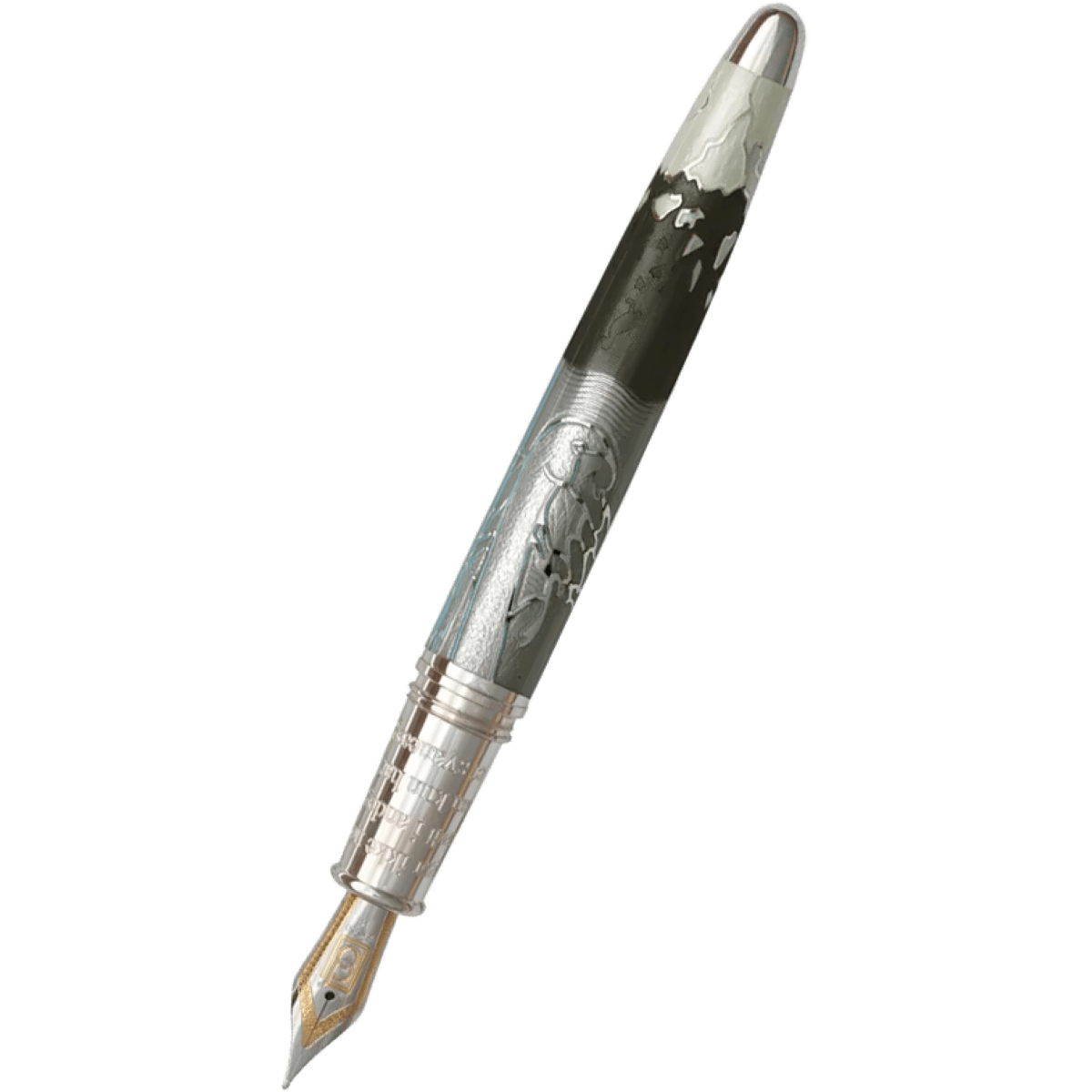 David Oscarson Hans Christian Andersen Fountain Pen - Grey Black White - Pen Boutique Ltd