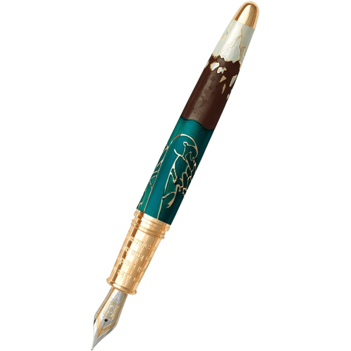 David Oscarson Hans Christian Andersen Fountain Pen - Teal Coffee White Gold - Pen Boutique Ltd