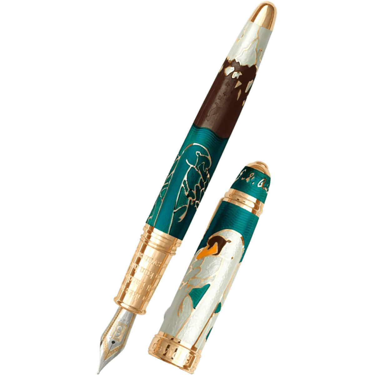 David Oscarson Hans Christian Andersen Fountain Pen - Teal Coffee White Gold - Pen Boutique Ltd