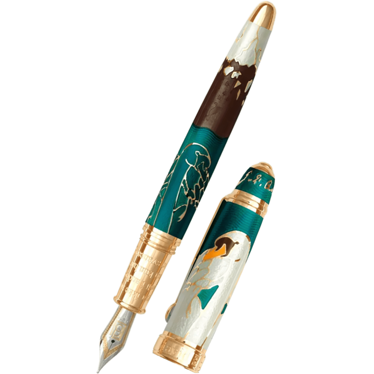 David Oscarson Hans Christian Andersen Fountain Pen - Teal Coffee White Gold - Pen Boutique Ltd